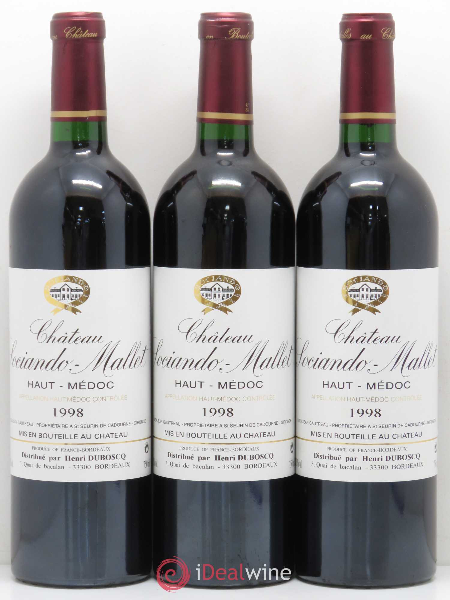 Château Sociando Mallet 1998 - Lot de 12 bouteilles - 2