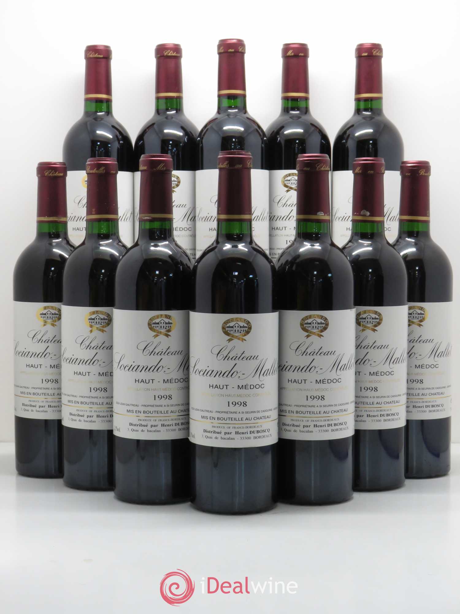 Château Sociando Mallet 1998 - Lot de 12 bouteilles - 0