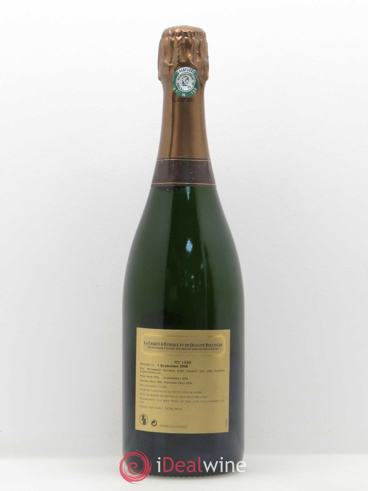 R.D. Extra-Brut Bollinger 1996 - Lot de 1 bouteille - 1