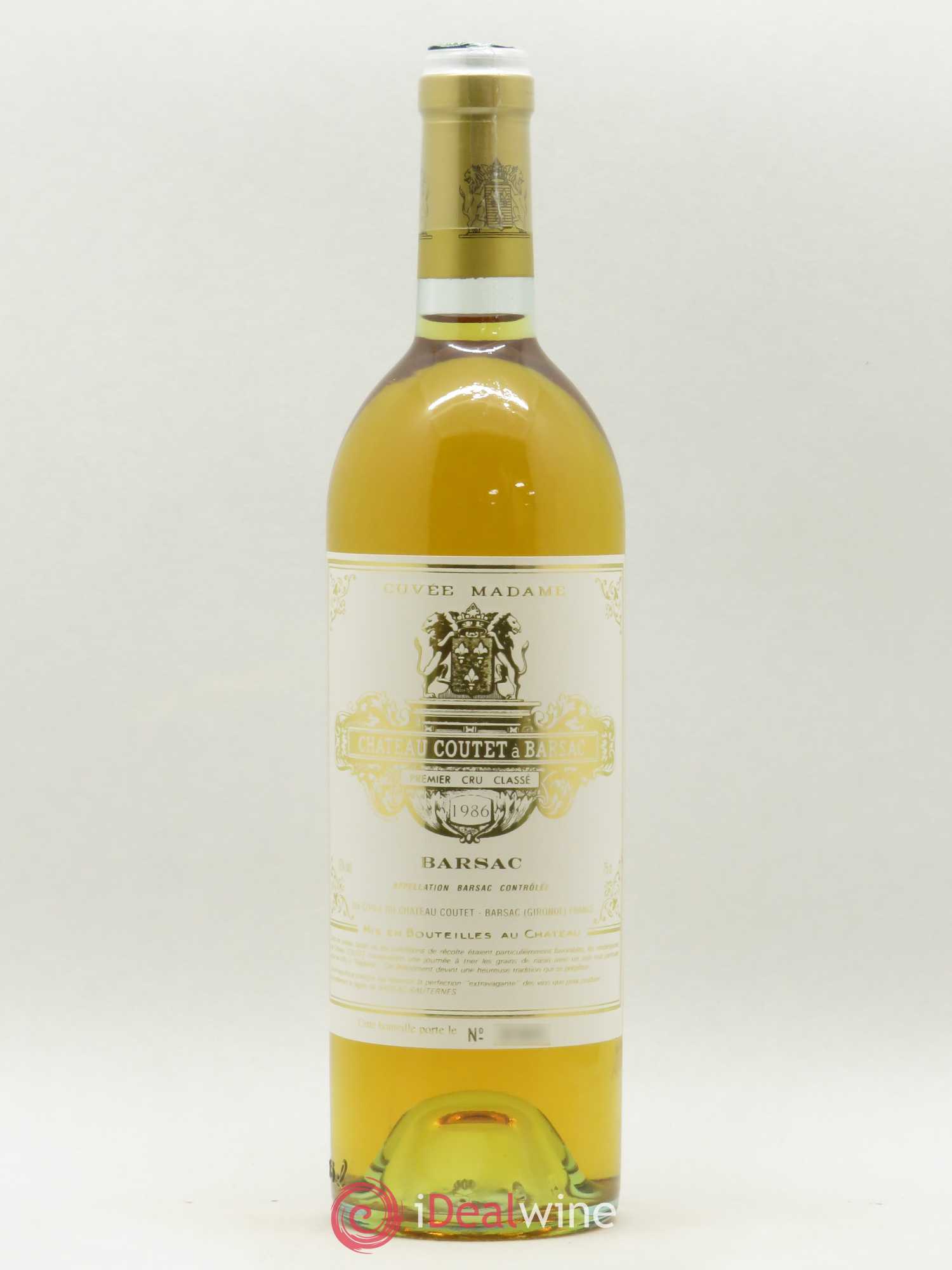 Château Coutet - Cuvée Madame 1er Grand Cru Classé 1986 - Lotto di 1 bottiglia - 0