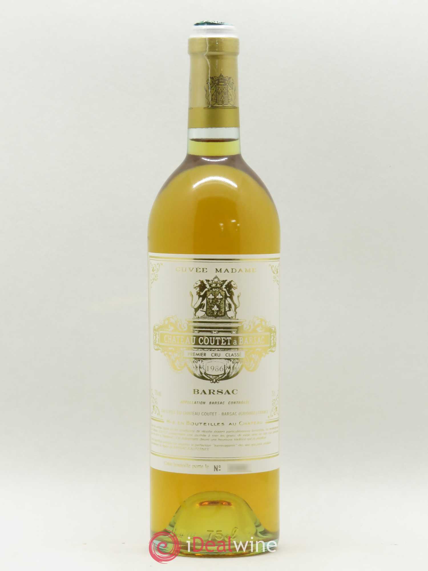 Château Coutet - Cuvée Madame 1er Grand Cru Classé 1986 - Lotto di 1 bottiglia - 0