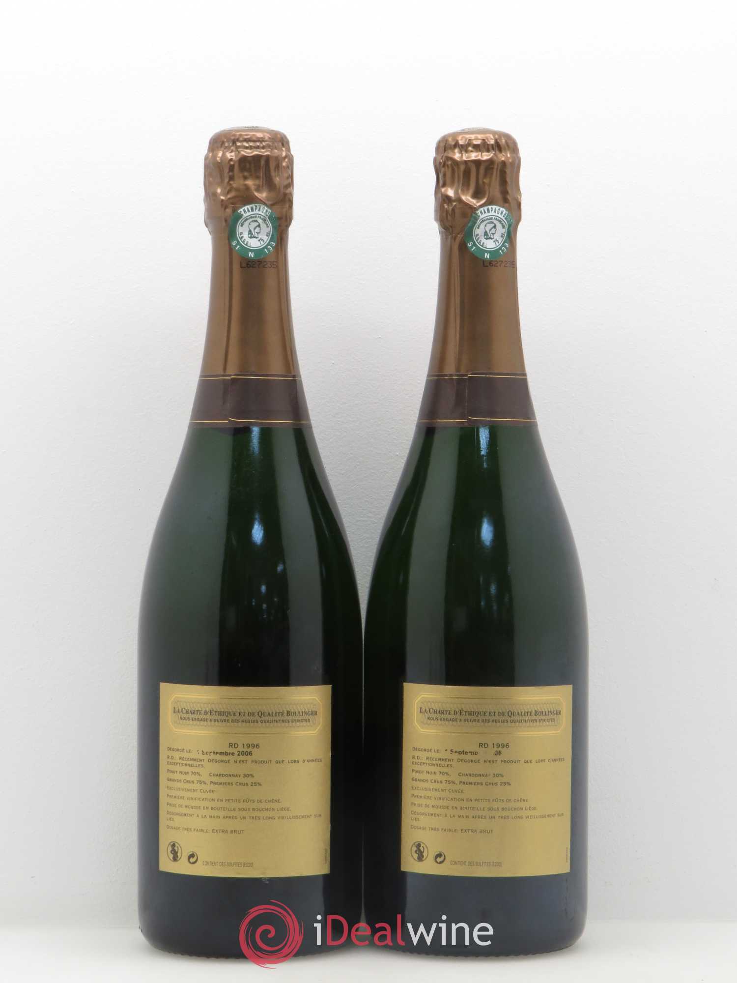 R.D. Extra-Brut Bollinger 1996 - Lot de 2 bouteilles - 1