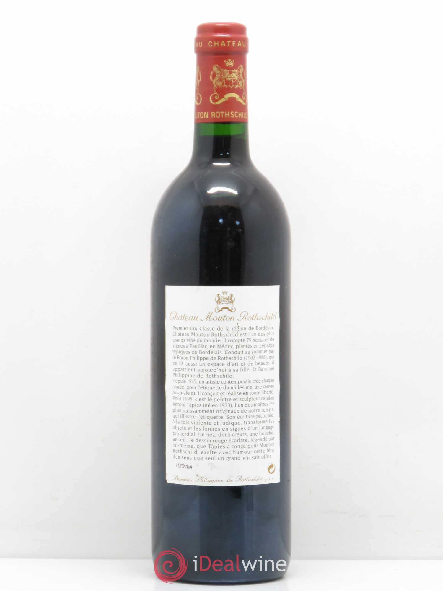Château Mouton Rothschild 1er Grand Cru Classé 1995 - Lot de 1 bouteille - 1
