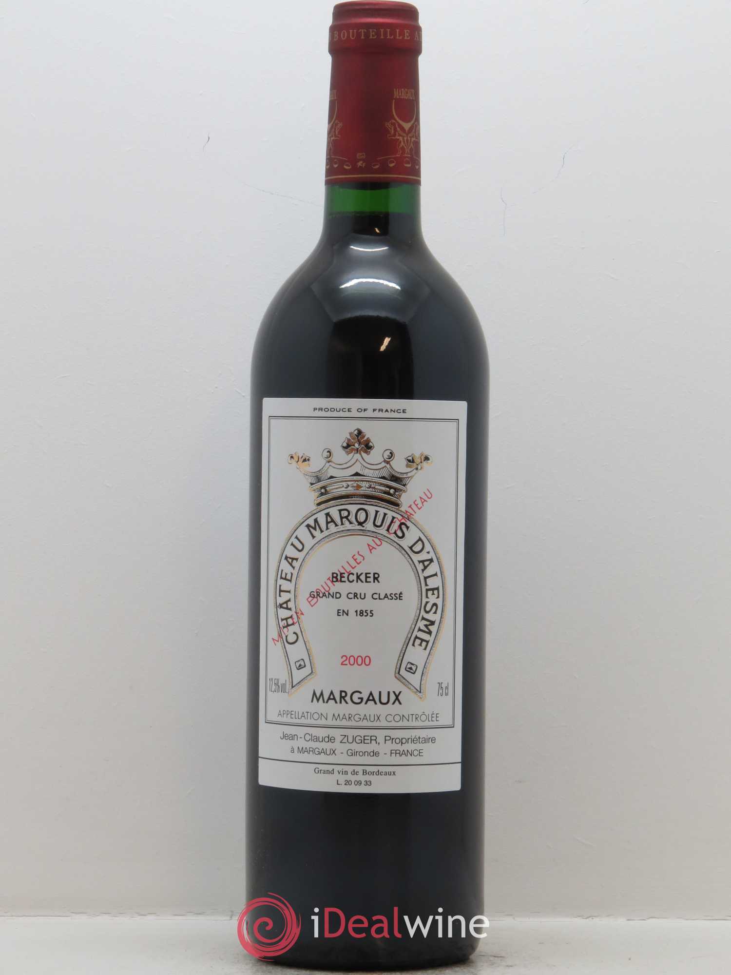 Château Marquis d'Alesme 2000 - Lot de 1 bouteille - 0