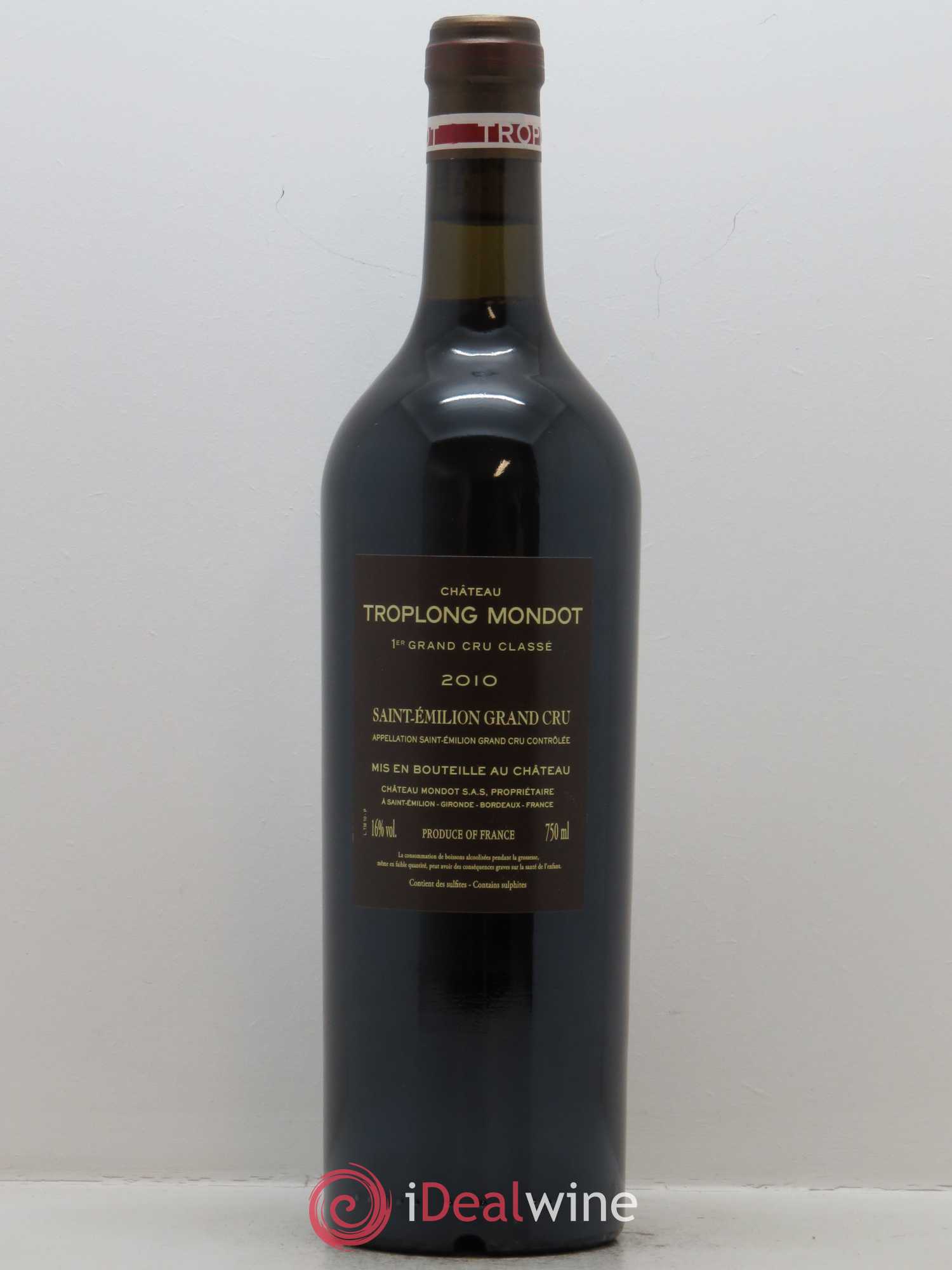 Château Troplong Mondot 1er Grand Cru Classé B 2010 - Lot de 1 bouteille - 1