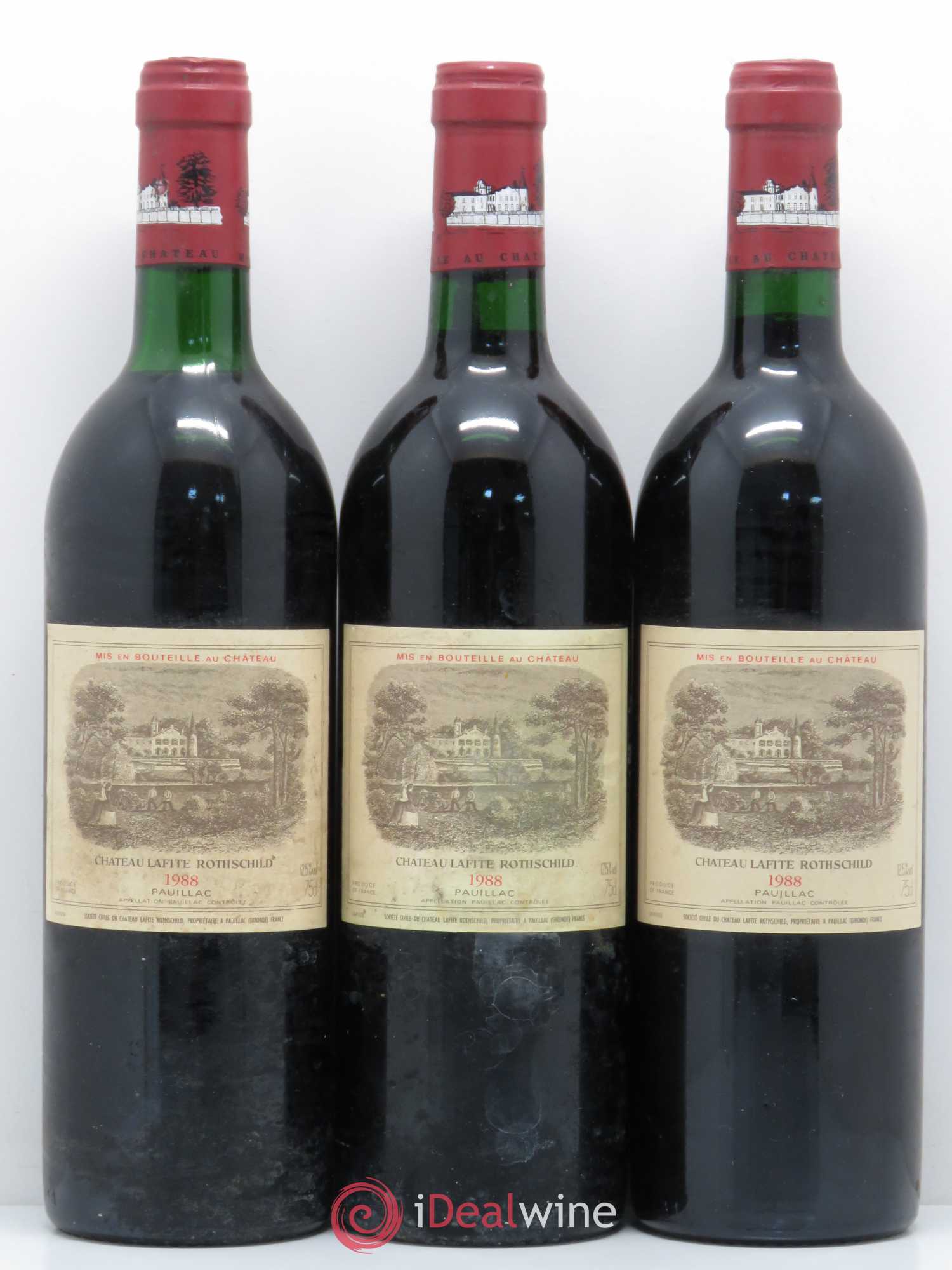 Château Lafite Rothschild 1er Grand Cru Classé 1988 - Lot de 3 bouteilles - 0