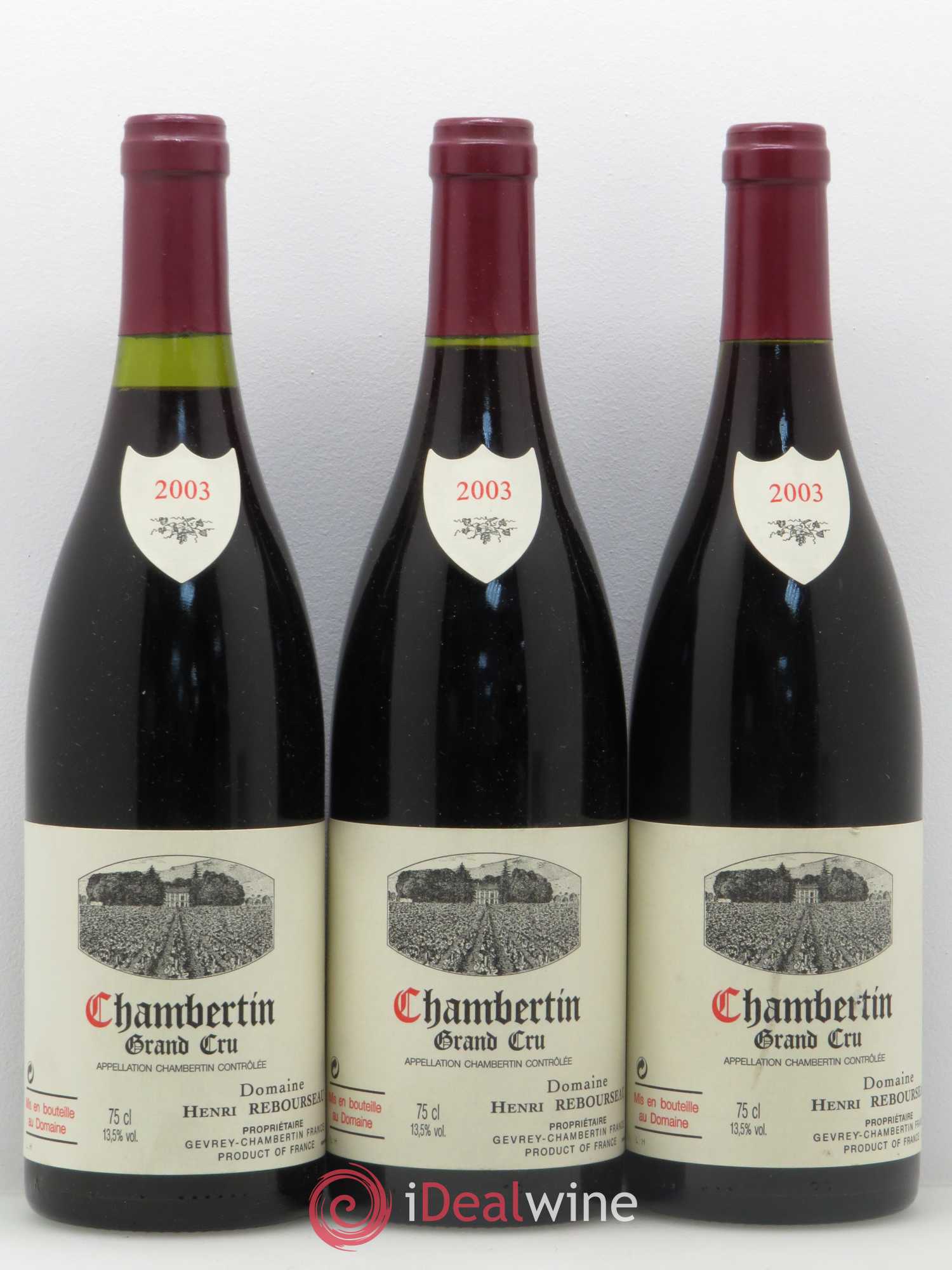 Chambertin Grand Cru Henri Rebourseau 2003 - Lot de 3 bouteilles - 0