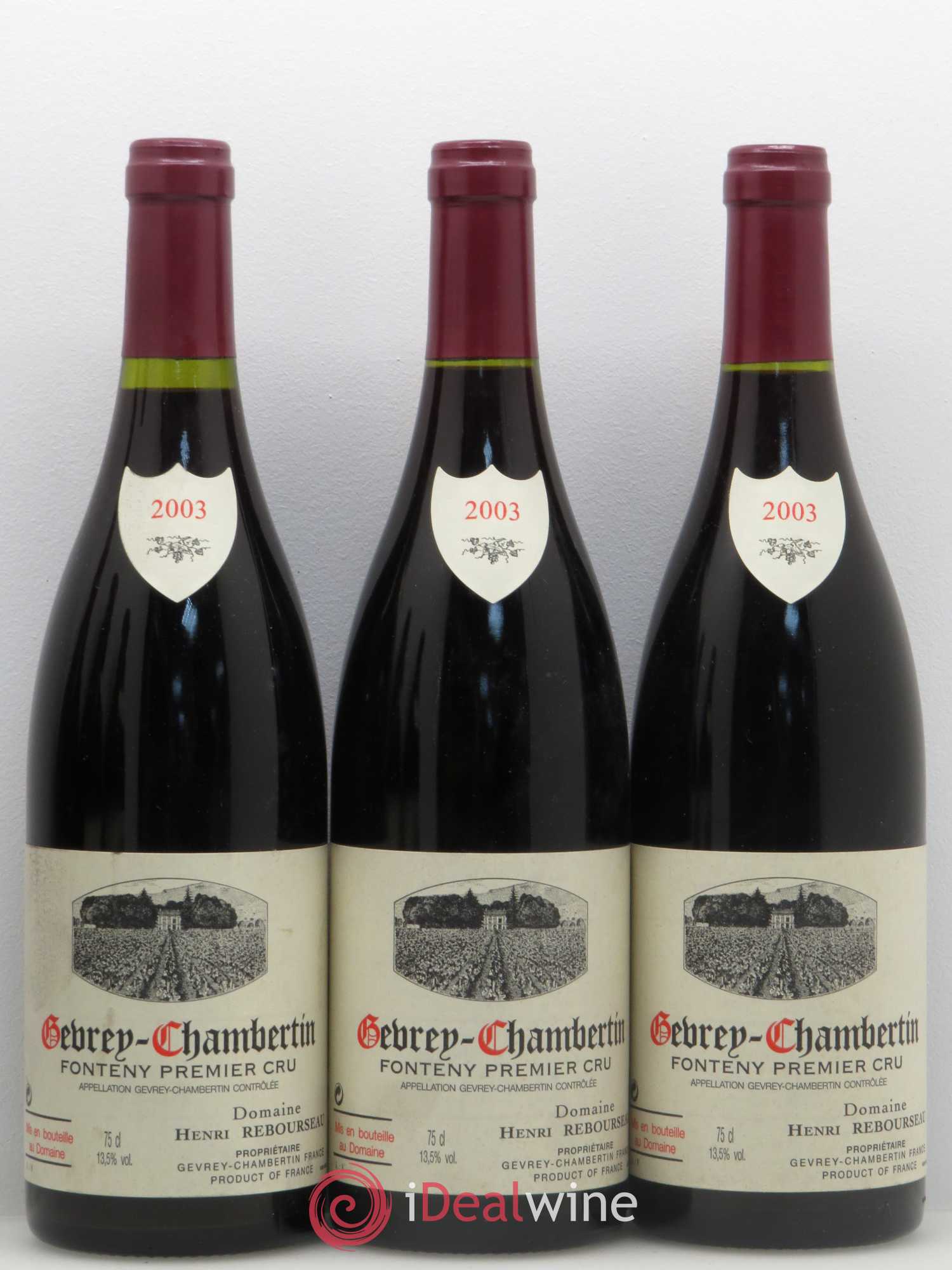 Gevrey-Chambertin Domaine Henri Rebourseau fonteny premier cru 2003 - Posten von 6 Flaschen - 1