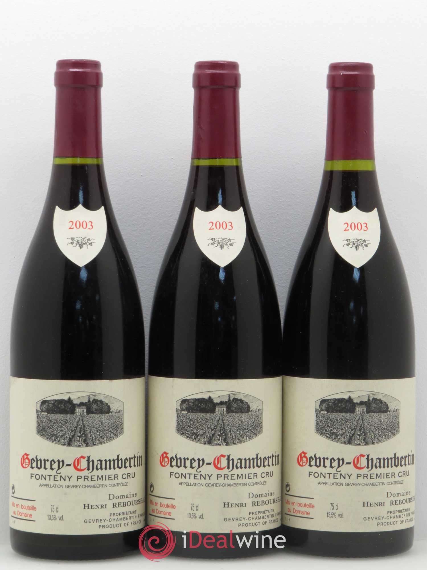 Gevrey-Chambertin Domaine Henri Rebourseau fonteny premier cru 2003 - Posten von 6 Flaschen - 2