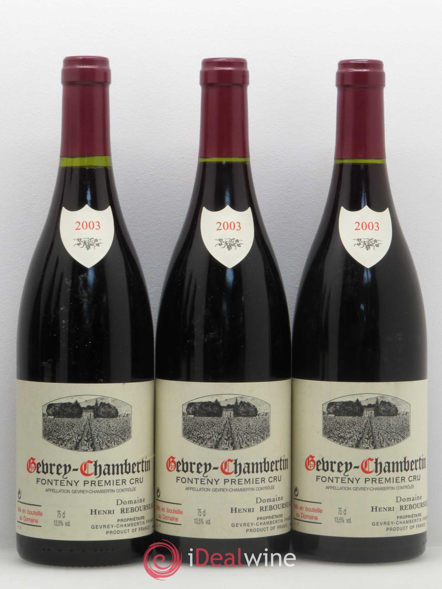 Gevrey-Chambertin Domaine Henri Rebourseau Fonteny premier cru 2003 - Posten von 6 Flaschen - 1