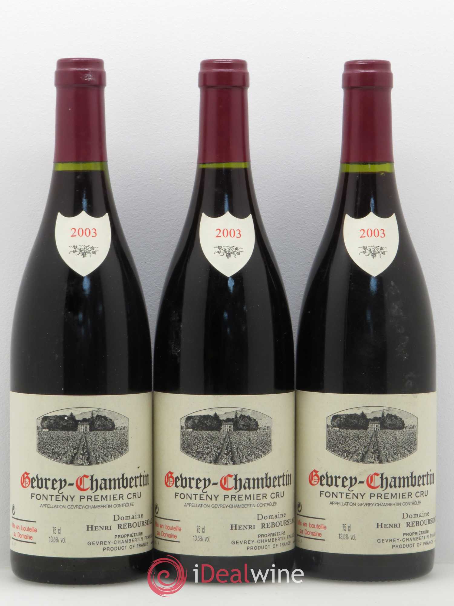 Gevrey-Chambertin Domaine Henri Rebourseau Fonteny premier cru 2003 - Posten von 6 Flaschen - 2