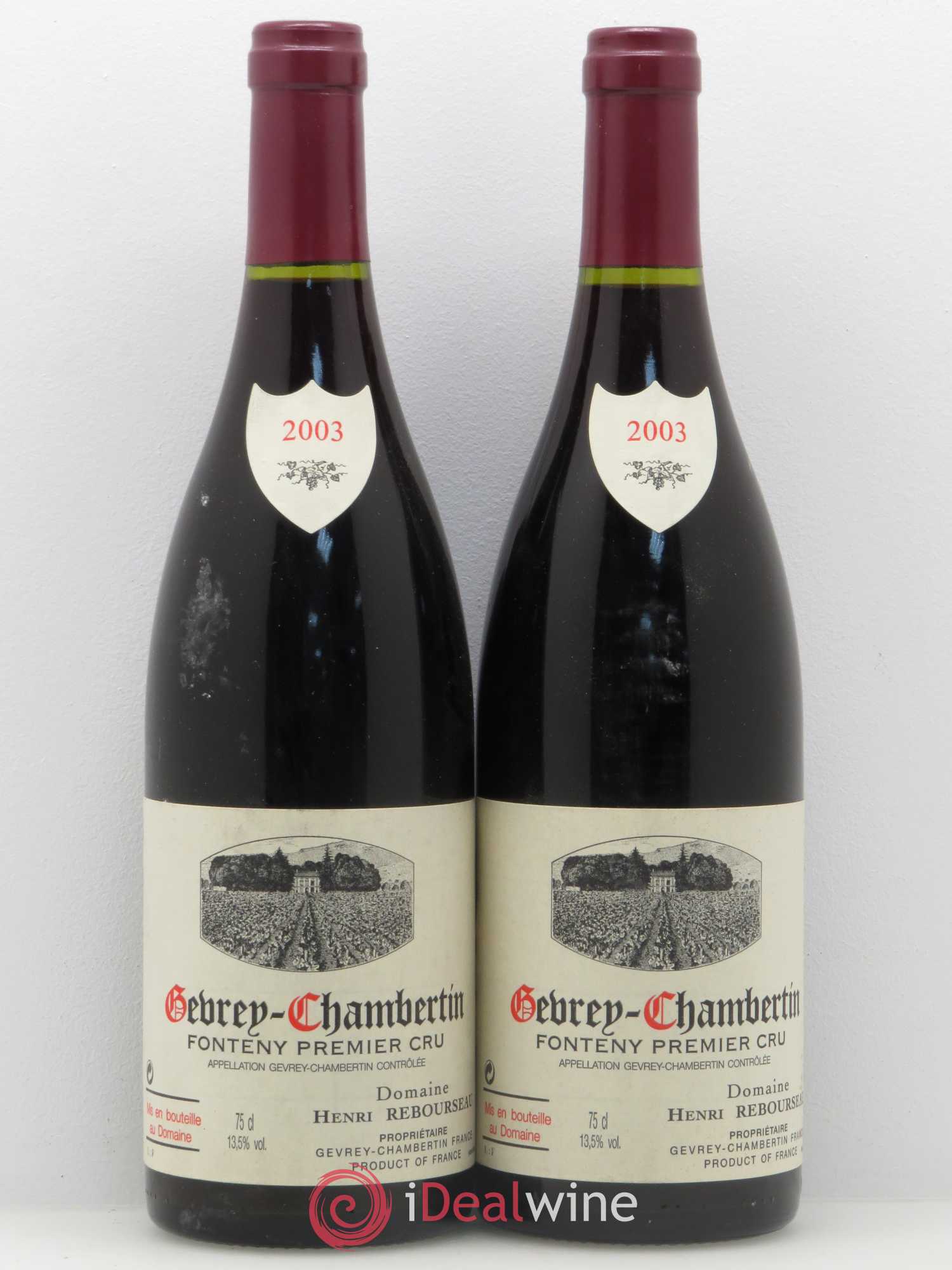 Gevrey-Chambertin Domaine Henri Rebourseau fonteny premier cru 2003 - Posten von 2 Flaschen - 0