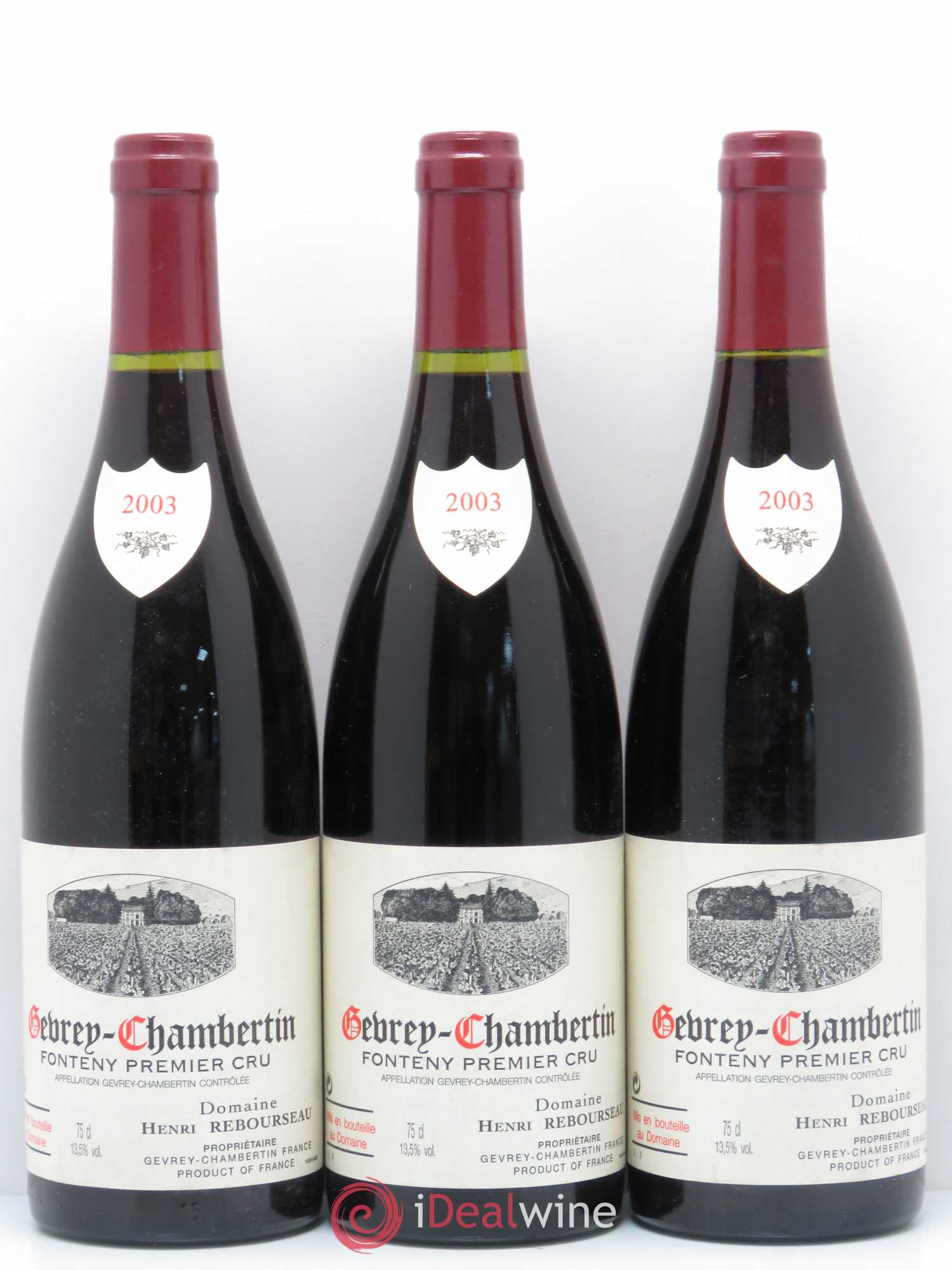Gevrey-Chambertin 1er Cru Fonteny Domaine Henri Rebourseau 2003 - Posten von 6 Flaschen - 2