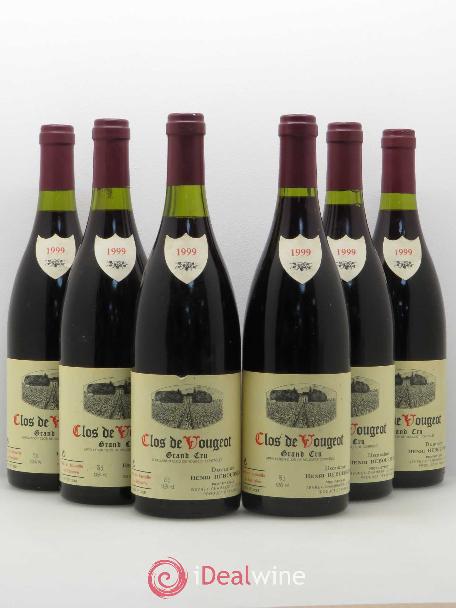 Clos de Vougeot Grand Cru Domaine Henri Rebourseau 1999 - Lot de 6 bouteilles - 0