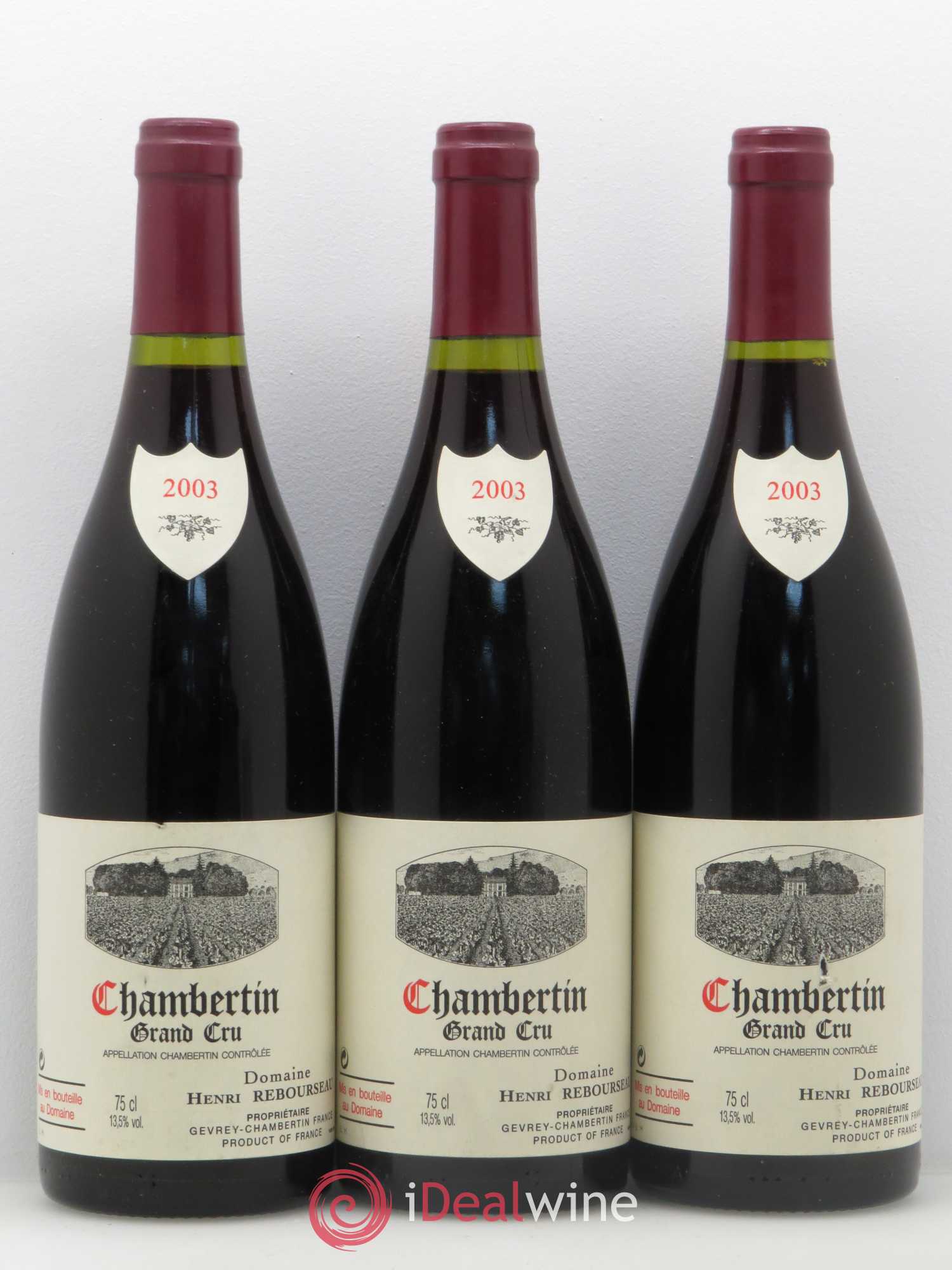 Chambertin Grand Cru Henri Rebourseau 2003 - Lot de 12 bouteilles - 1