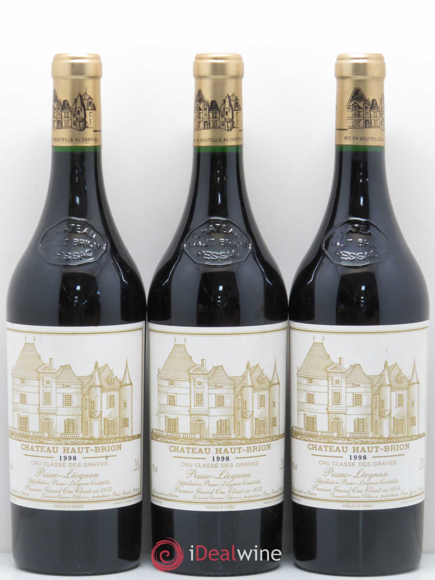 Château Haut Brion 1er Grand Cru Classé 1998 - Lot de 3 bouteilles - 0