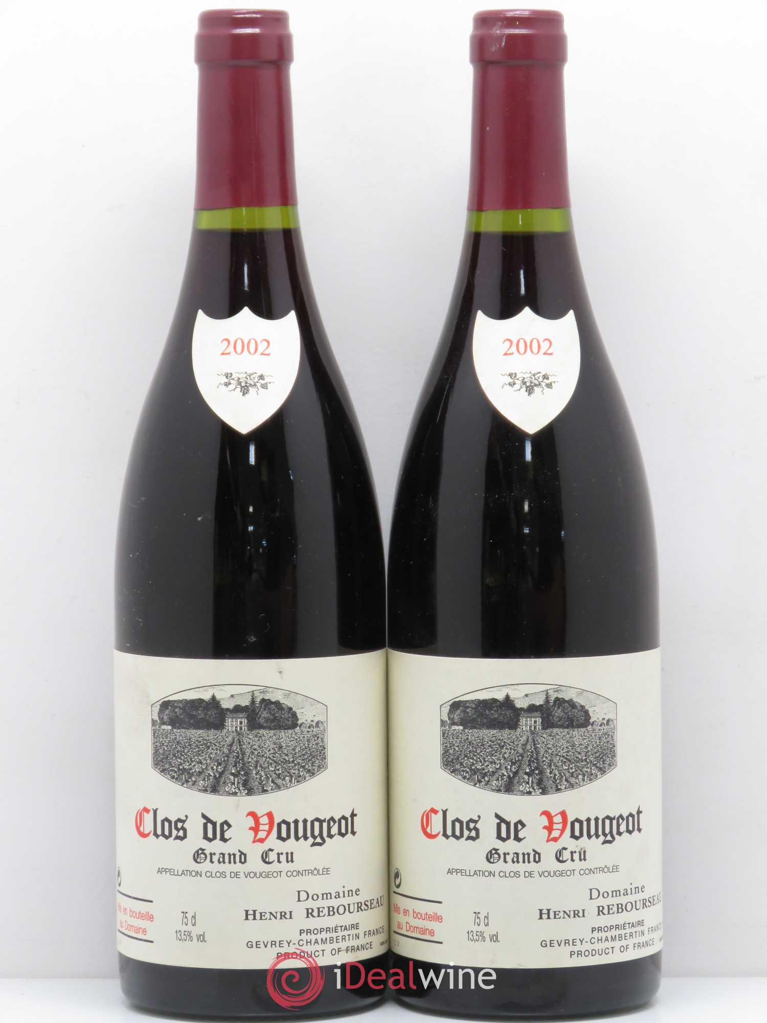 Clos de Vougeot Grand Cru Domaine Henri Rebourseau 2002 - Lot de 2 bouteilles - 0