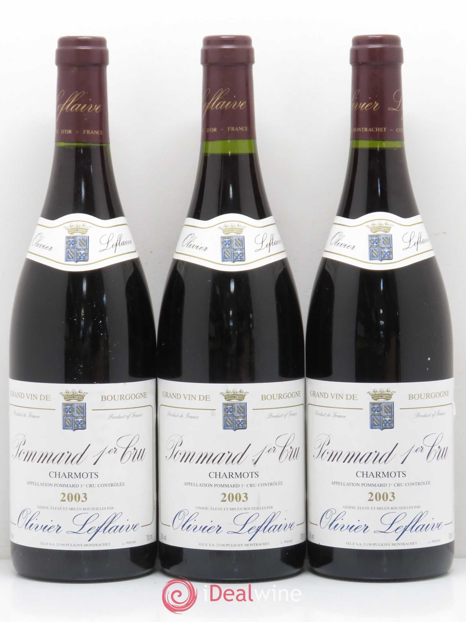 Pommard 1er Cru Charmots Olivier Leflaive 2003 - Posten von 6 Flaschen - 2