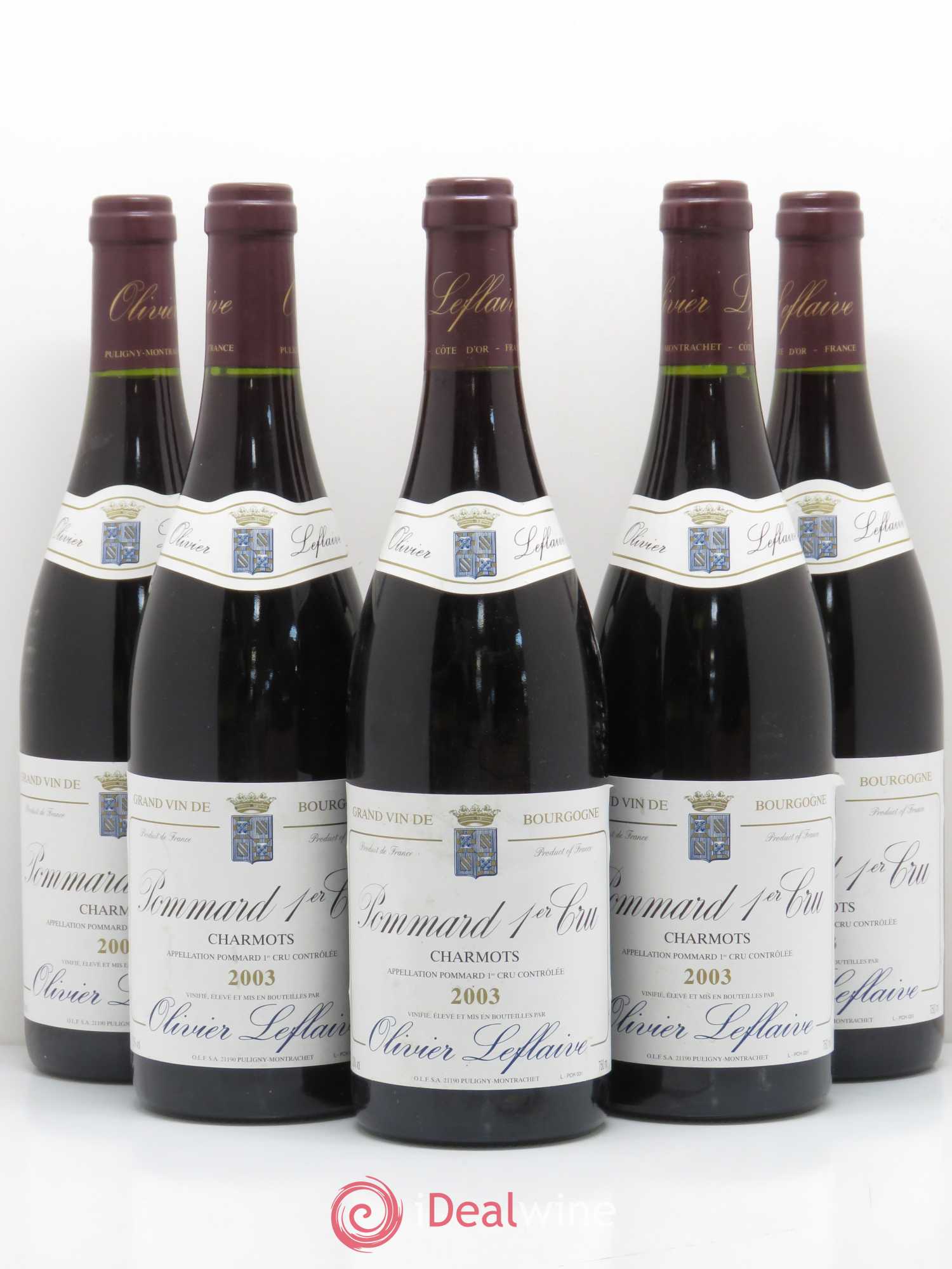 Pommard 1er Cru Charmots Olivier Leflaive 2003 - Posten von 5 Flaschen - 0