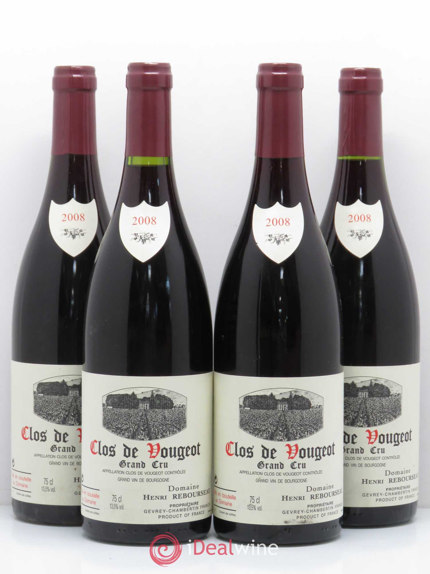 Clos de Vougeot Grand Cru Domaine Henri Rebourseau 2008 - Lot de 4 bouteilles - 0