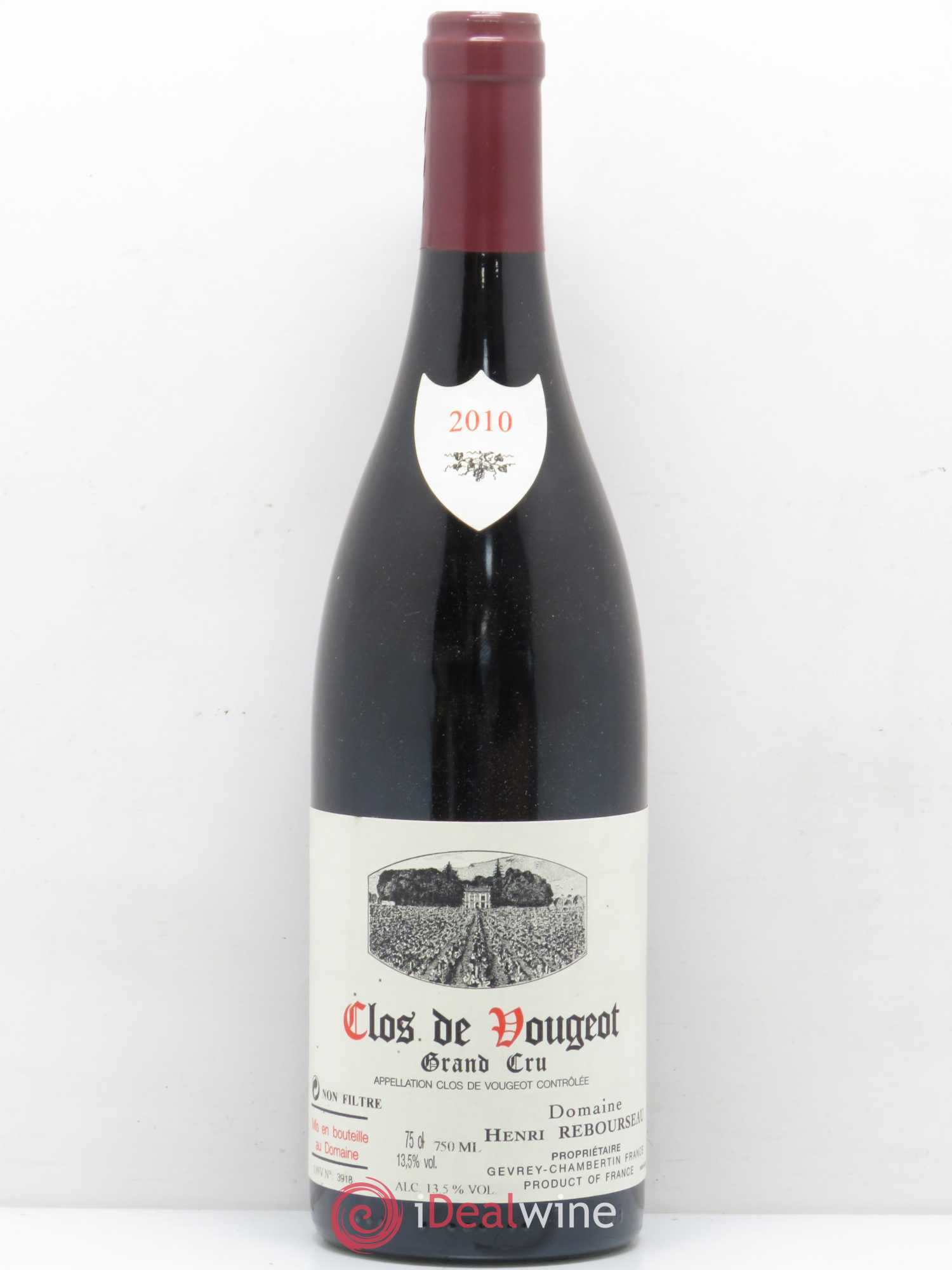 Clos de Vougeot Grand Cru Domaine Henri Rebourseau 2010 - Lot de 1 bouteille - 0