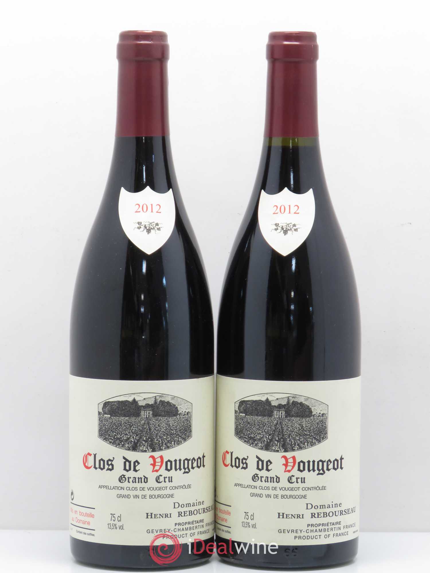 Clos de Vougeot Grand Cru Domaine Henri Rebourseau (sans prix de réserve) 2012 - Posten von 2 Flaschen - 0