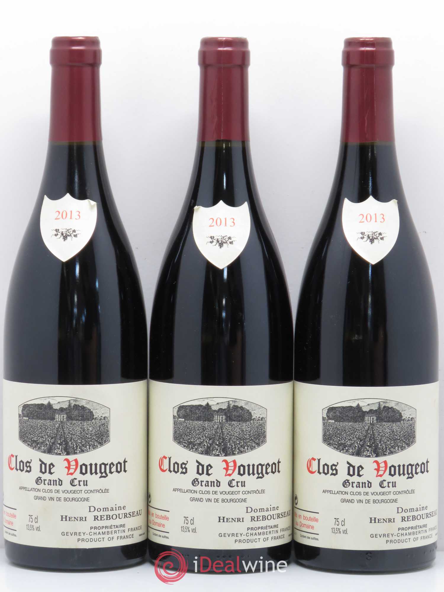 Clos de Vougeot Grand Cru Domaine Henri Rebourseau (sans prix de réserve) 2013 - Posten von 3 Flaschen - 0