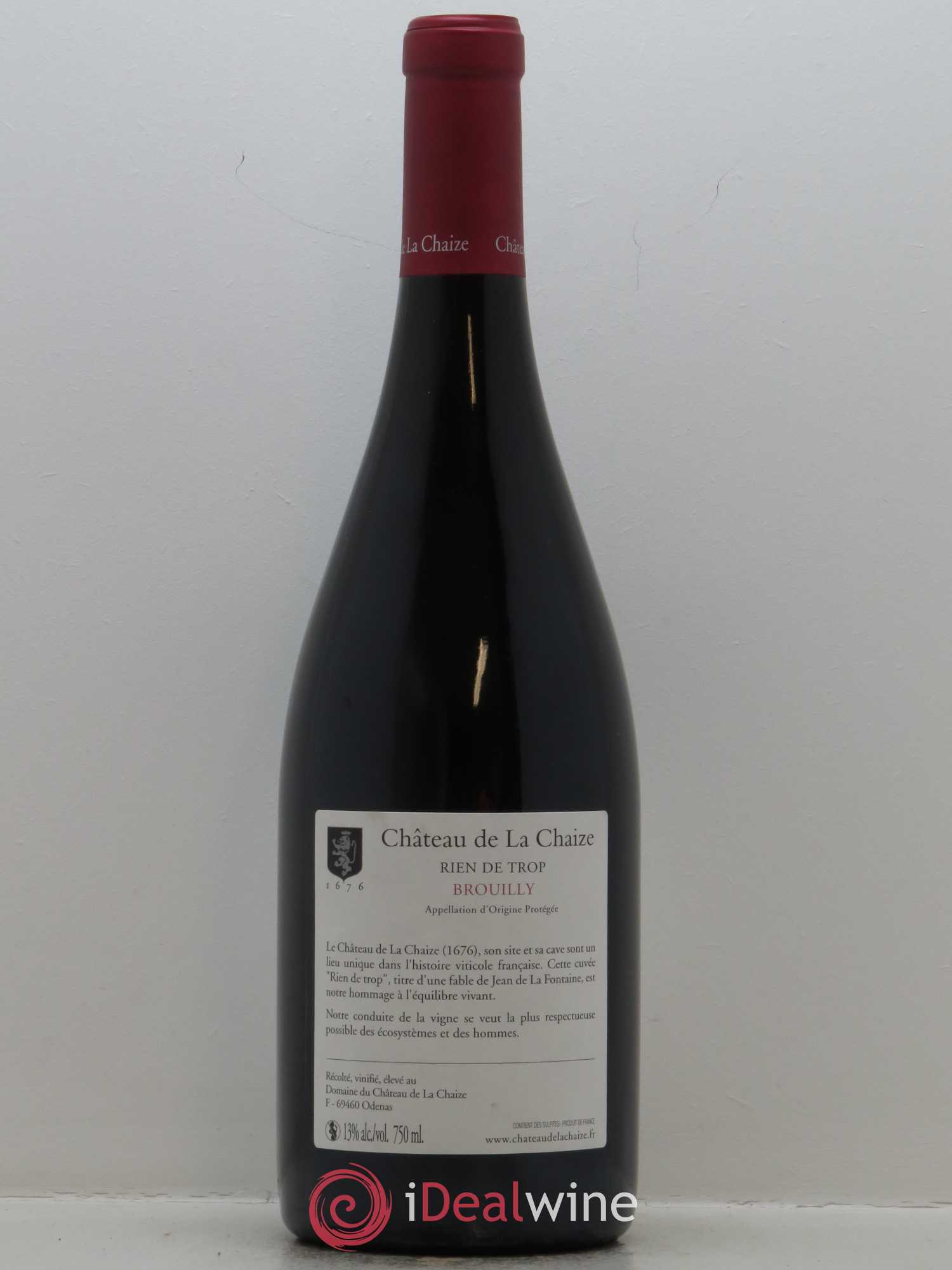 Brouilly Rien de Trop Château de la Chaize 2017 - Lot de 1 bouteille - 1