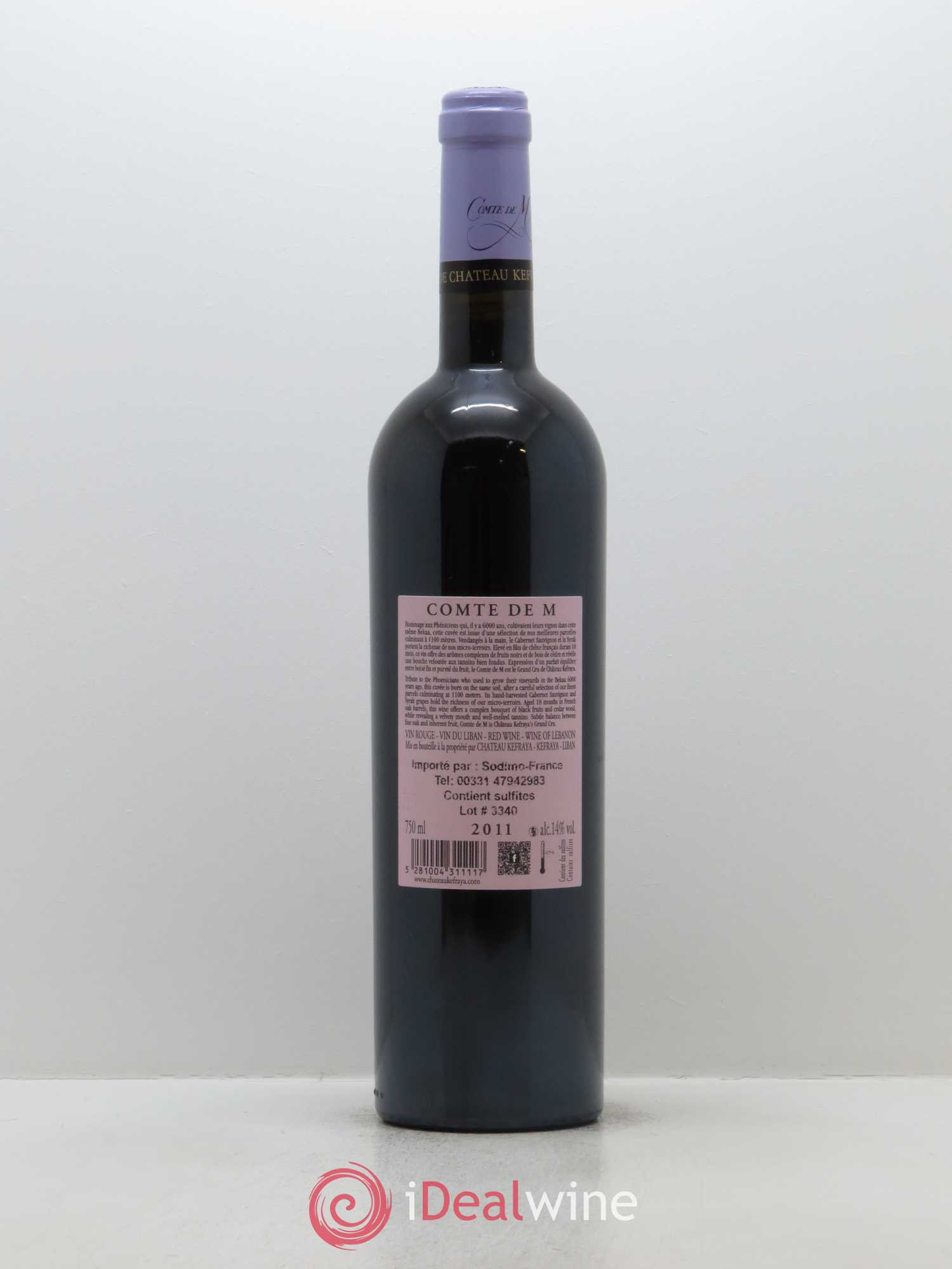 Vallée de la Békaa Château Kefraya Comte de M Michel de Bustros 2011 - Lot de 1 bouteille - 1
