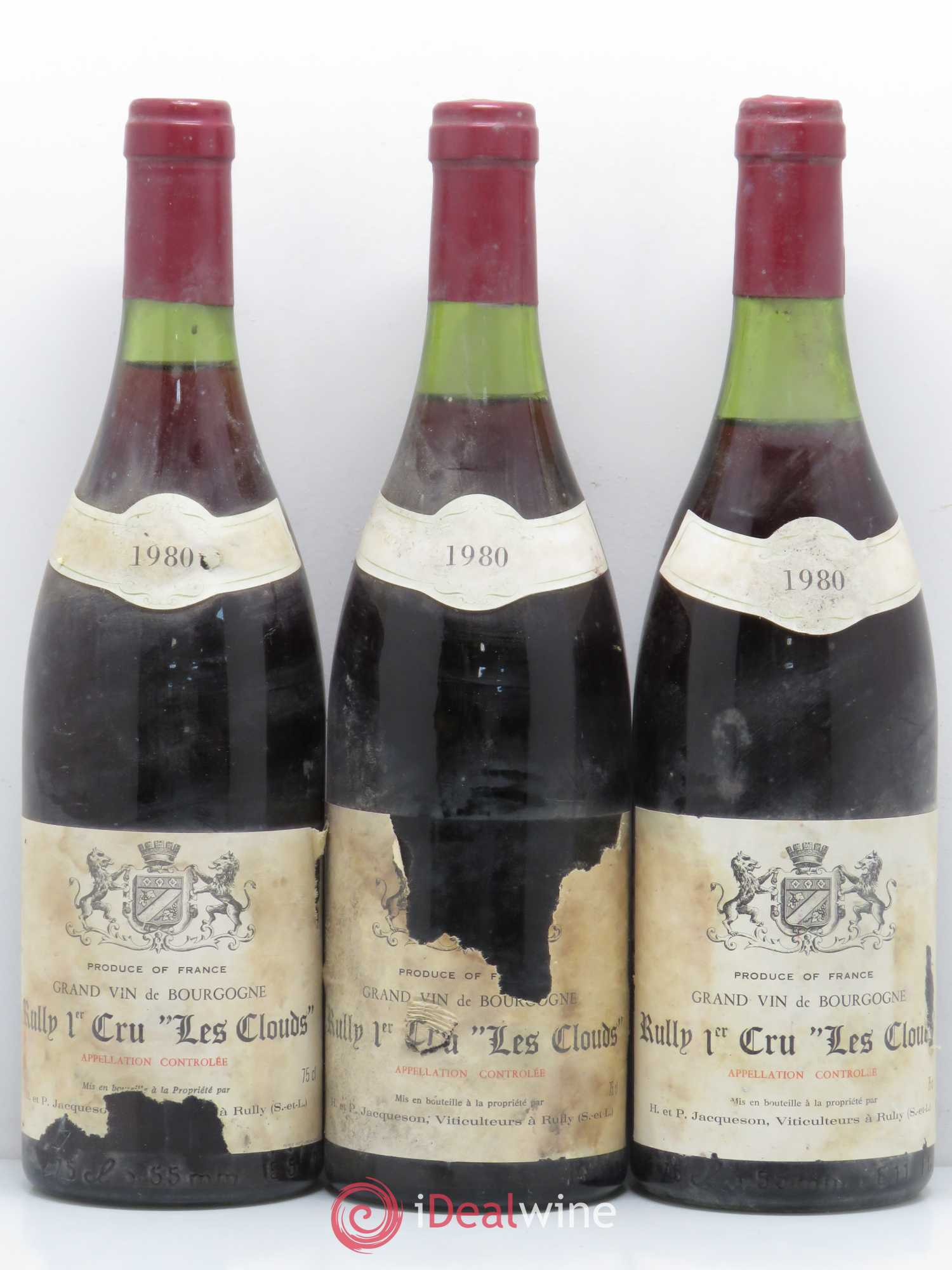 Rully 1er Cru Les Cloux Paul & Marie Jacqueson 1980 - Lot de 3 bouteilles - 0