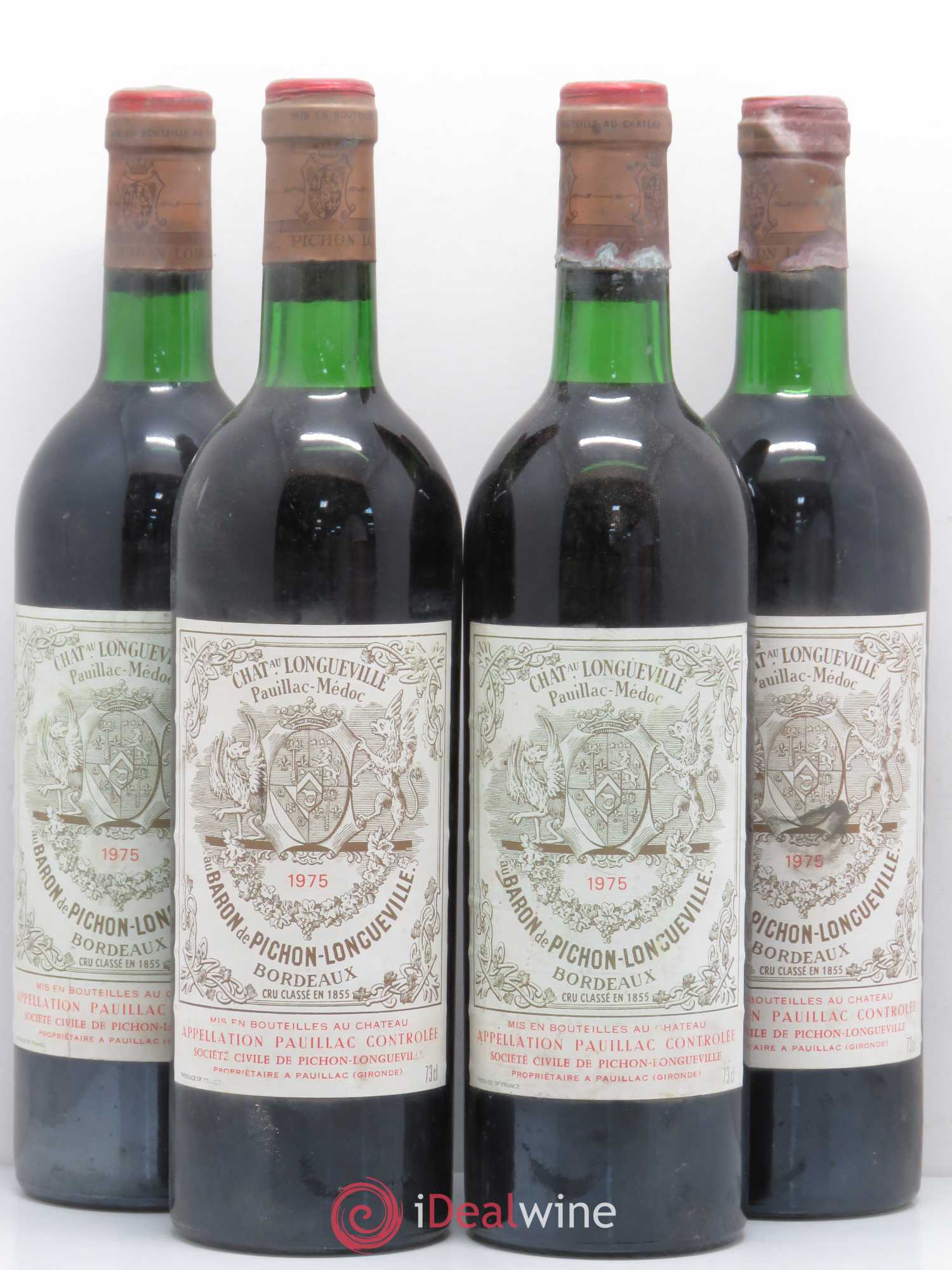 Pichon Longueville Baron 2ème Grand Cru Classé 1975 - Lot de 4 bouteilles - 0