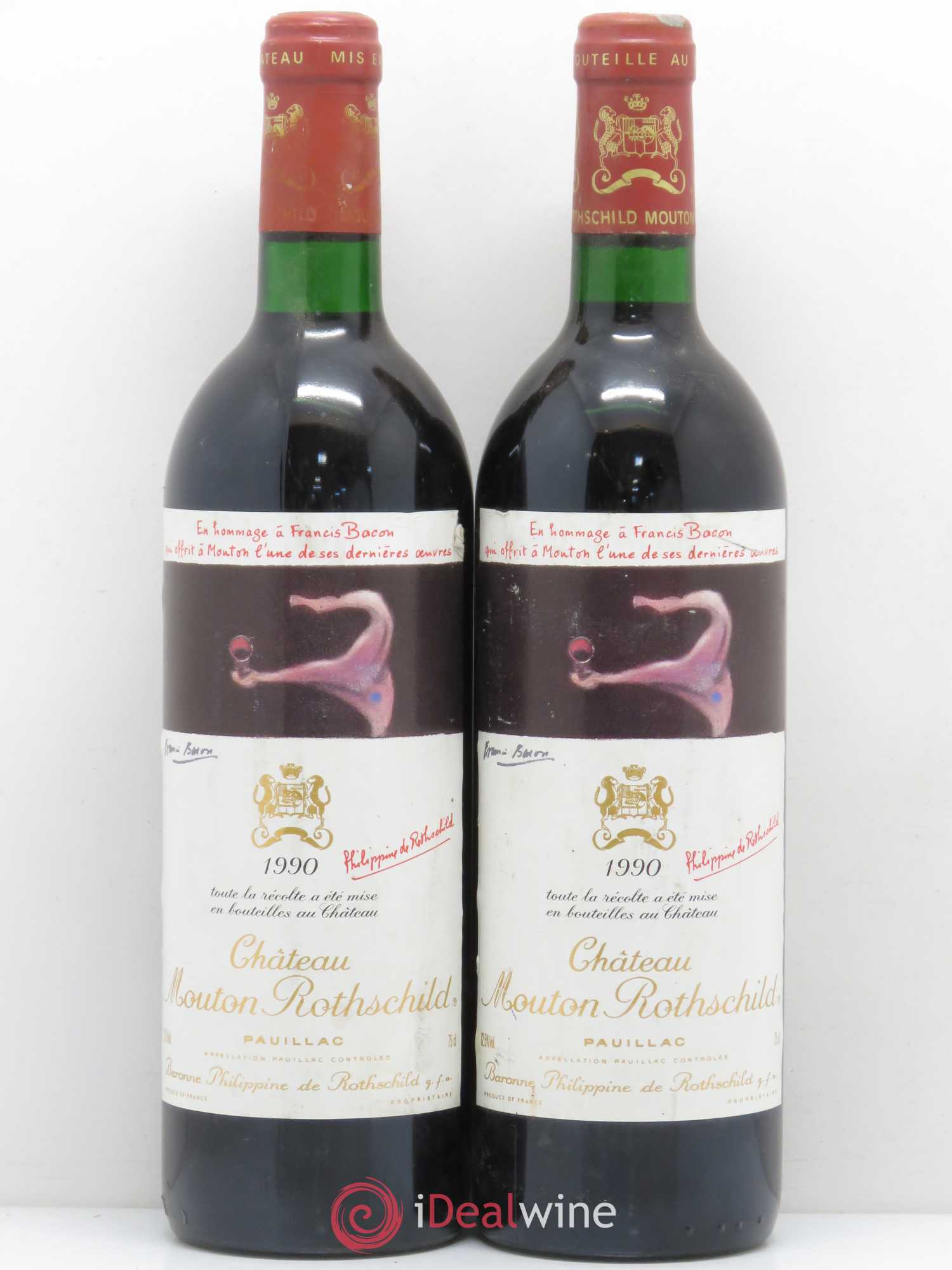 Château Mouton Rothschild 1er Grand Cru Classé 1990 - Lot de 2 bouteilles - 0