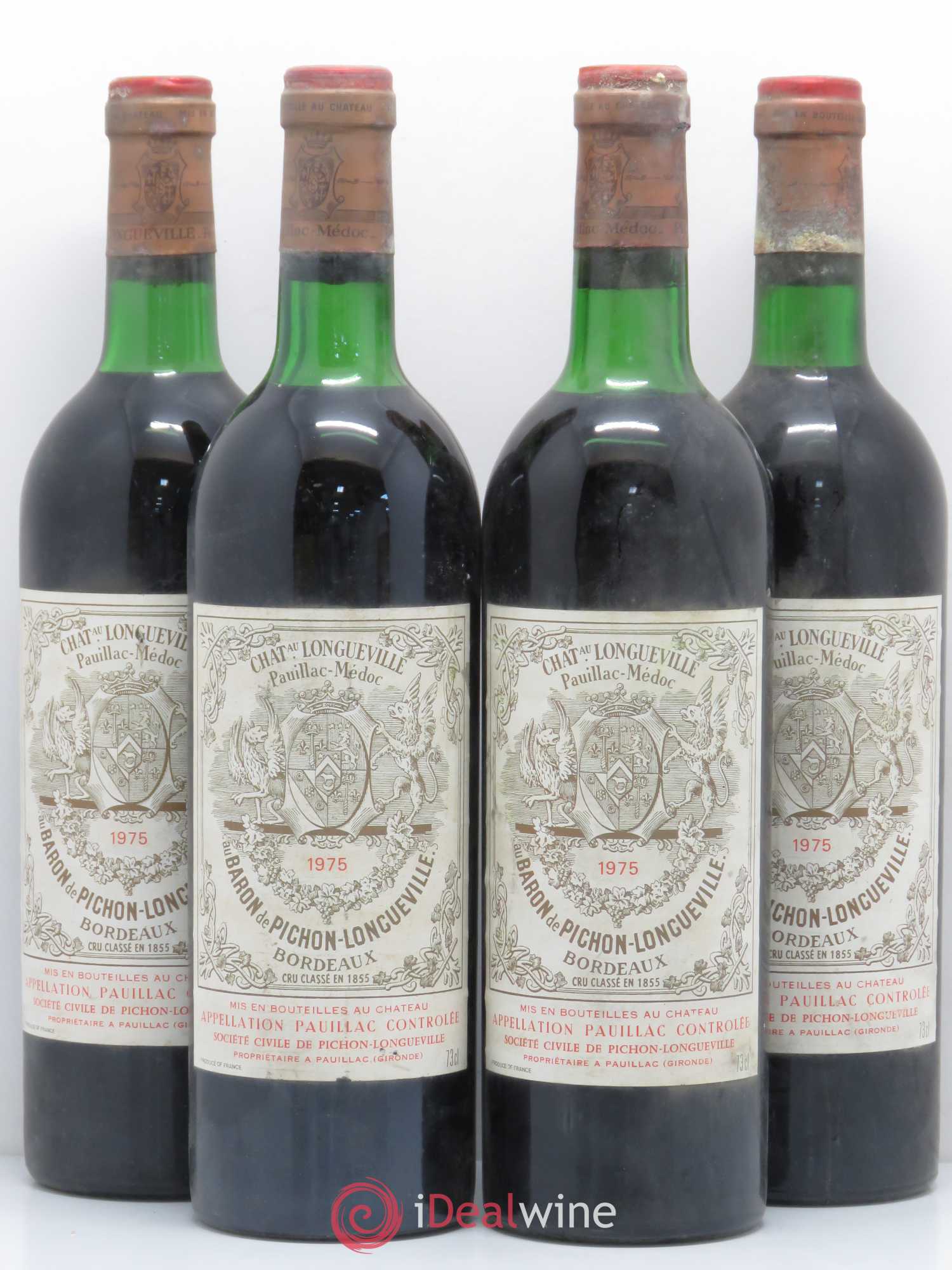 Pichon Longueville Baron 2ème Grand Cru Classé 1975 - Lot de 4 bouteilles - 0
