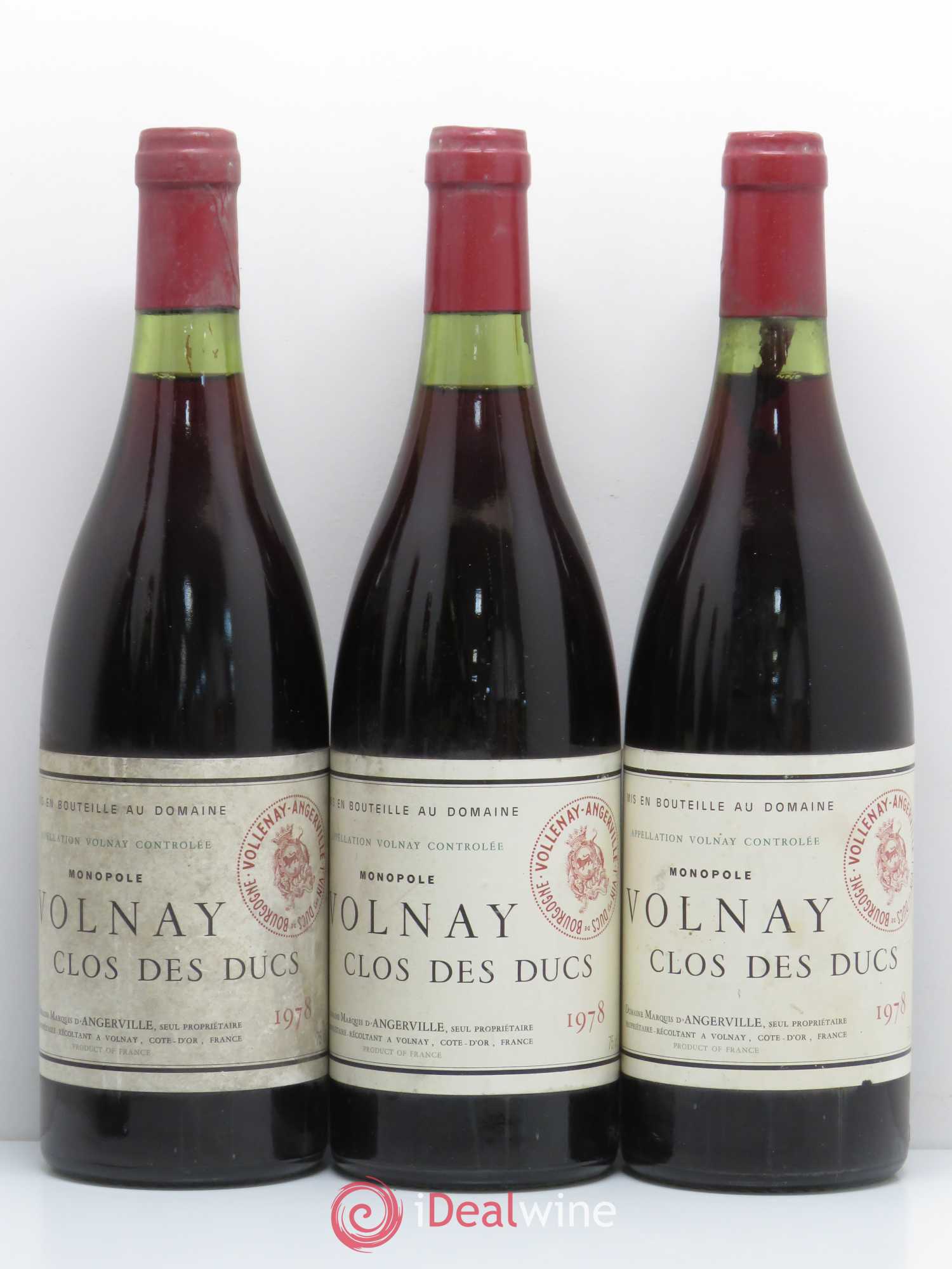 Volnay 1er Cru Clos des Ducs Marquis d'Angerville (Domaine) 1978 - Lot de 6 bouteilles - 1