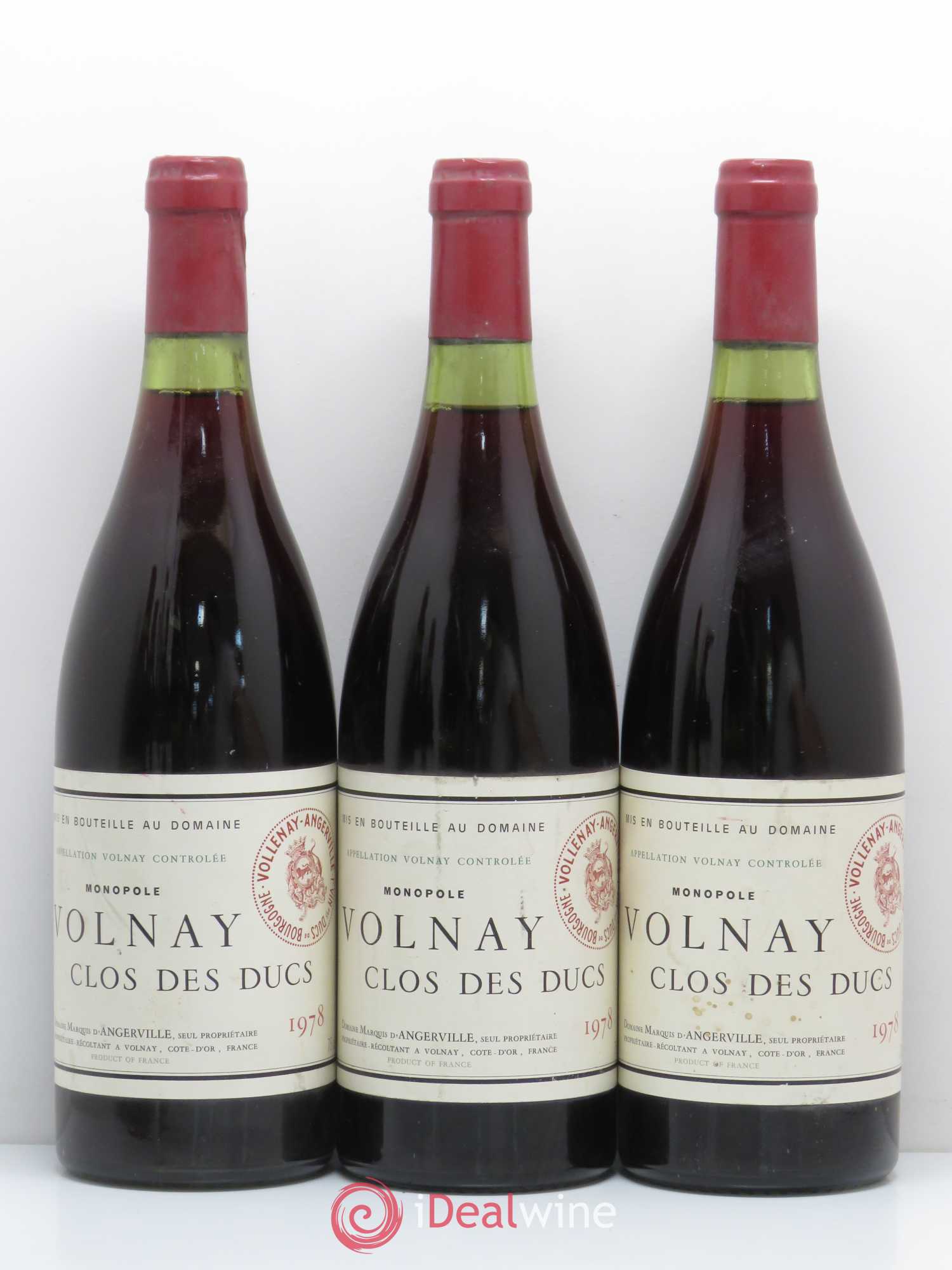 Volnay 1er Cru Clos des Ducs Marquis d'Angerville (Domaine) 1978 - Lot de 5 bouteilles - 1