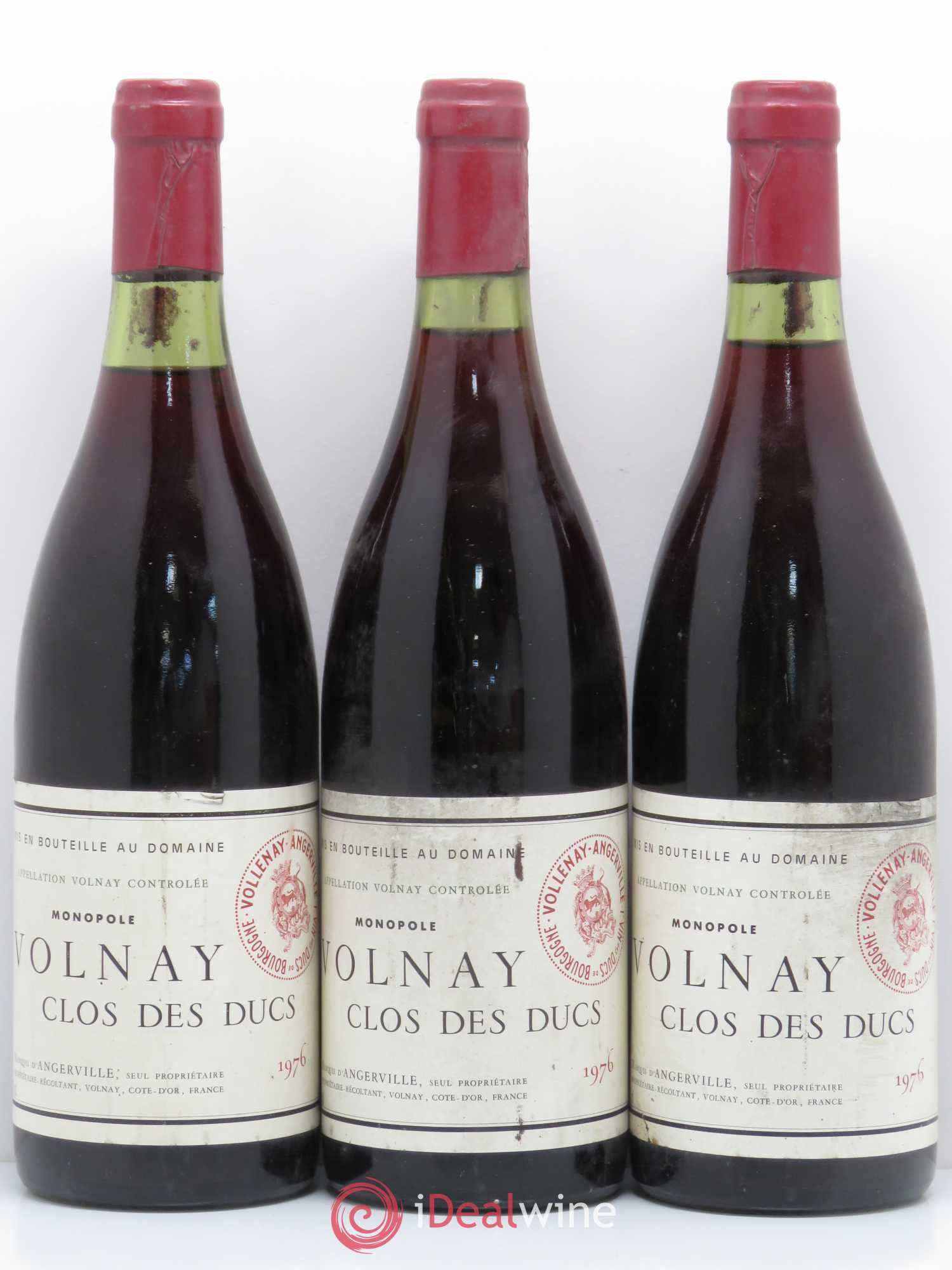 Volnay 1er Cru Clos des Ducs Marquis d'Angerville (Domaine) 1976 - Lot de 3 bouteilles - 0