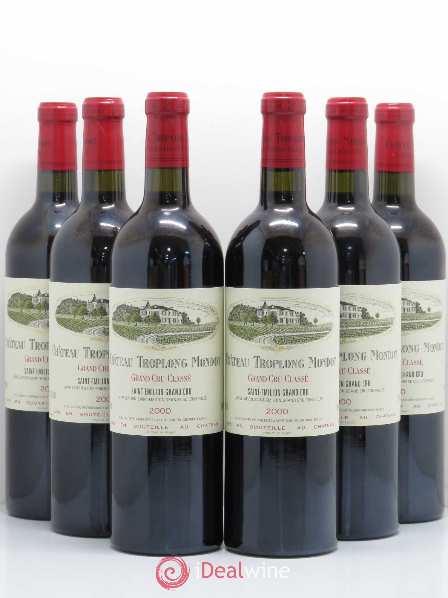 Château Troplong Mondot 1er Grand Cru Classé B 2000 - Lot de 6 bouteilles - 0