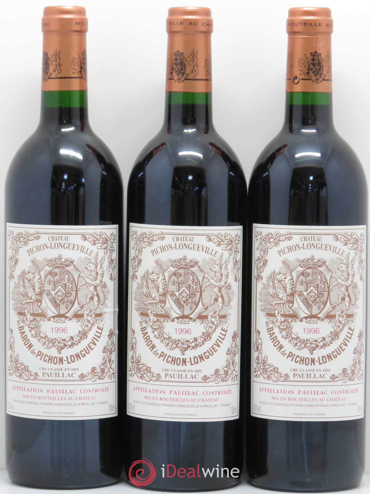 Pichon Longueville Baron 2ème Grand Cru Classé 1996 - Lot de 3 bouteilles - 0