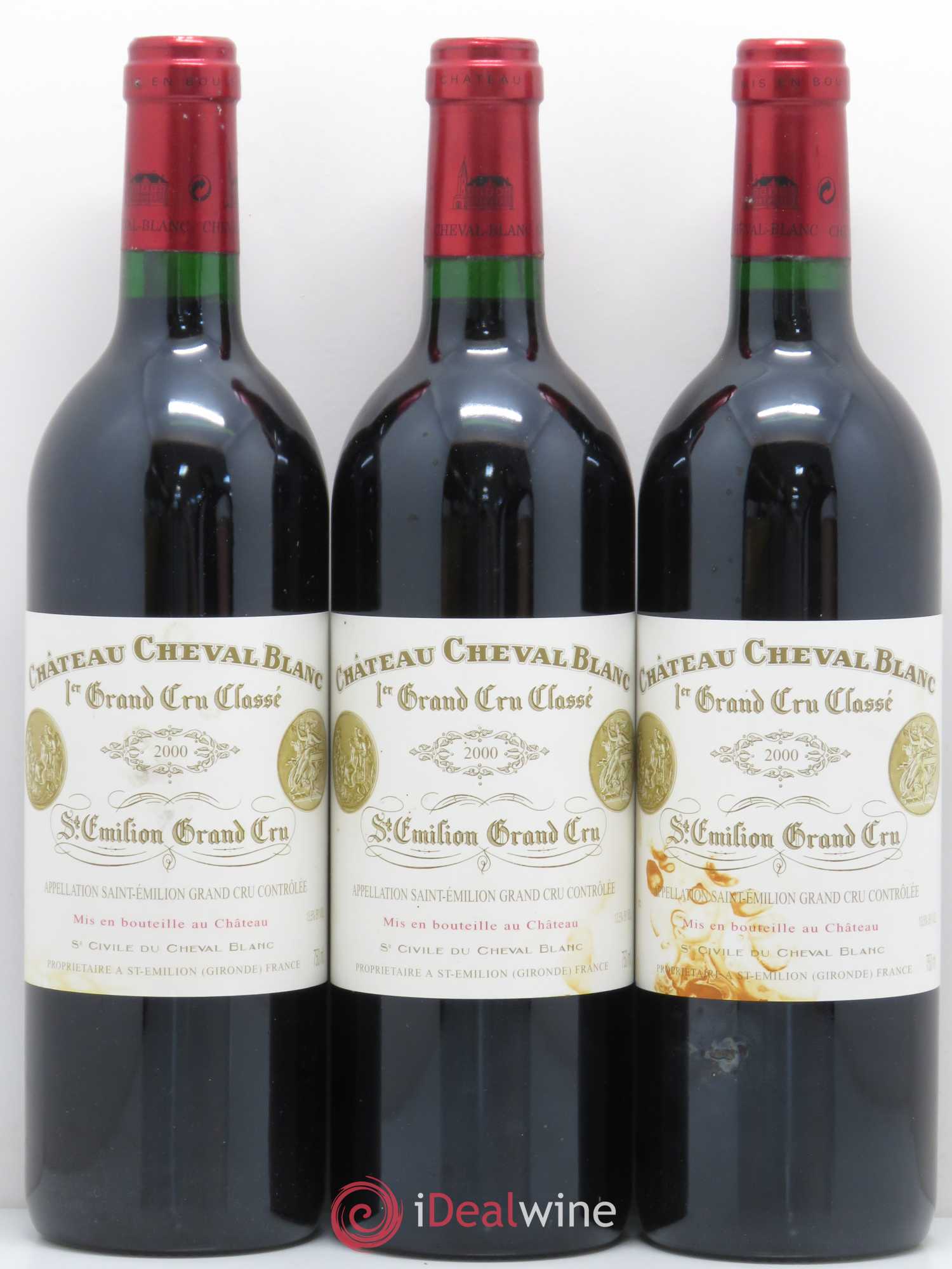 Château Cheval Blanc 1er Grand Cru Classé A 2000 - Lot de 3 bouteilles - 0