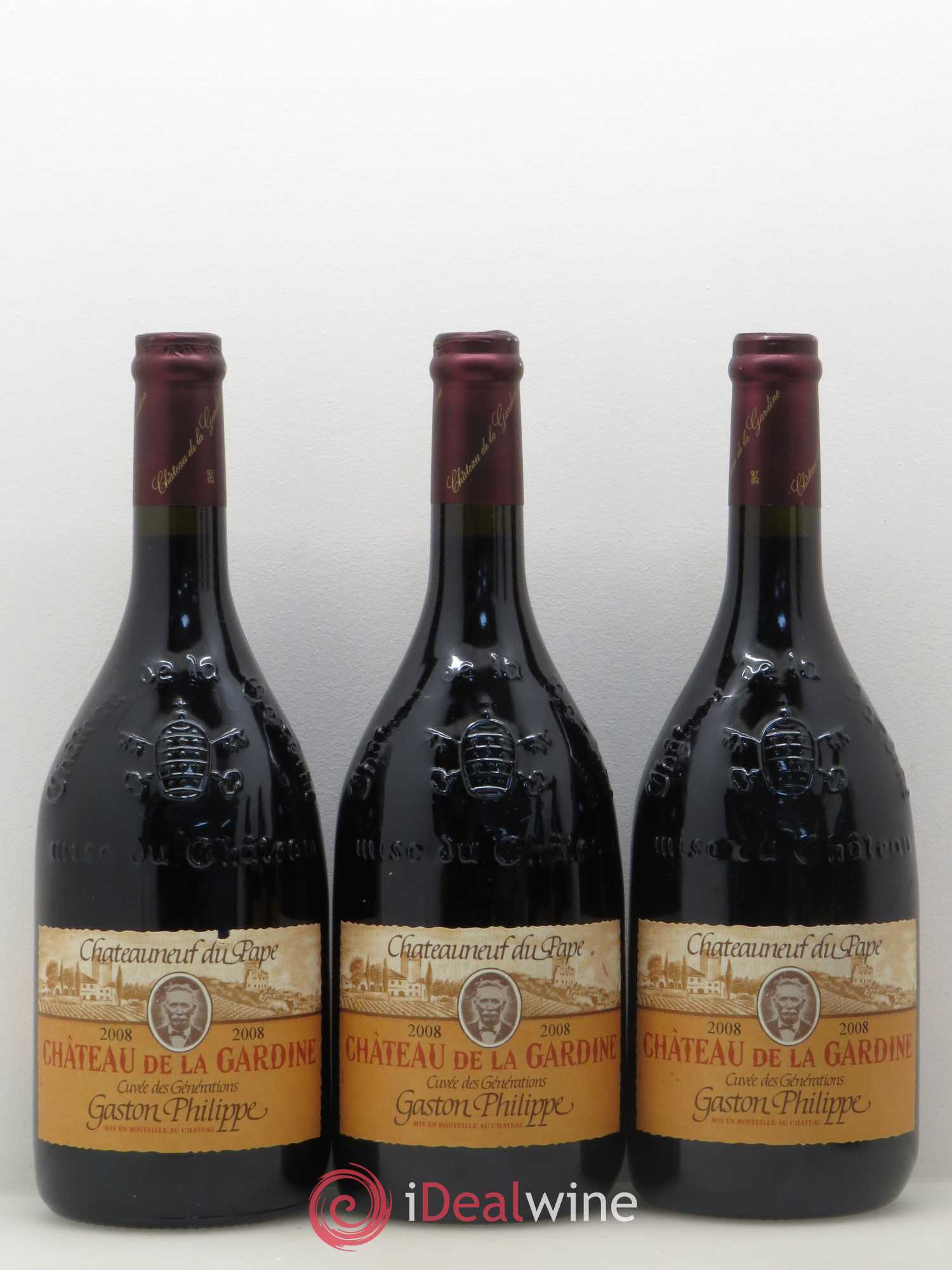 Châteauneuf-du-Pape Château de La Gardine Cuvée des Générations Gaston Philippe Famille Brunel 2008 - Lot de 5 bouteilles - 1