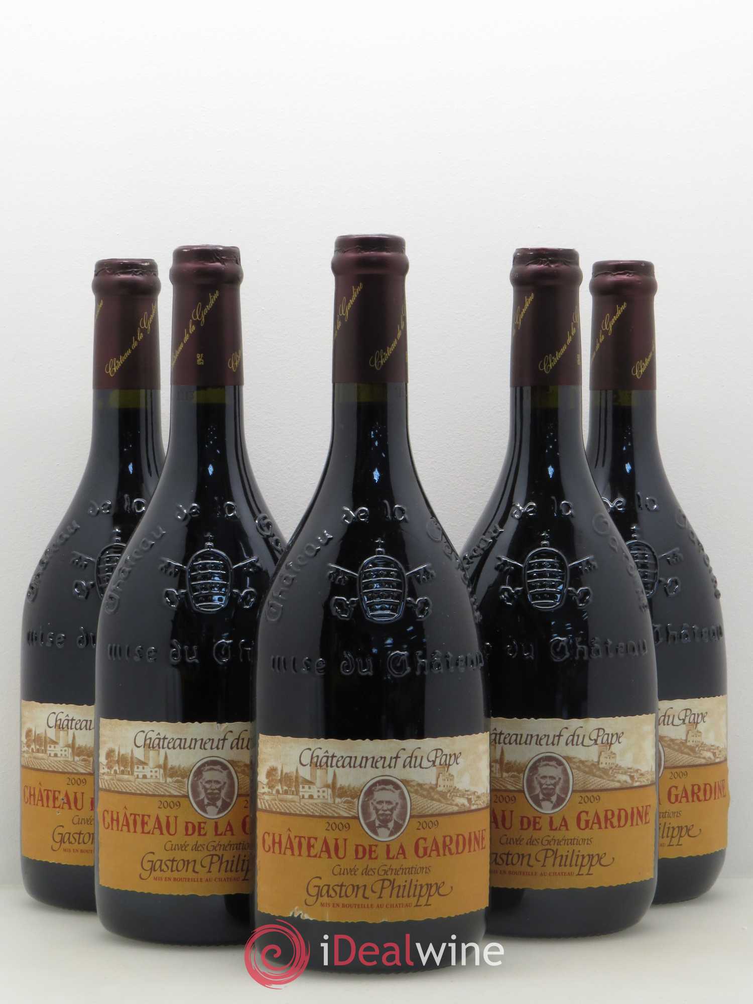 Châteauneuf-du-Pape Château de La Gardine Cuvée des Générations Gaston Philippe Famille Brunel 2009 - Lot de 5 bouteilles - 0