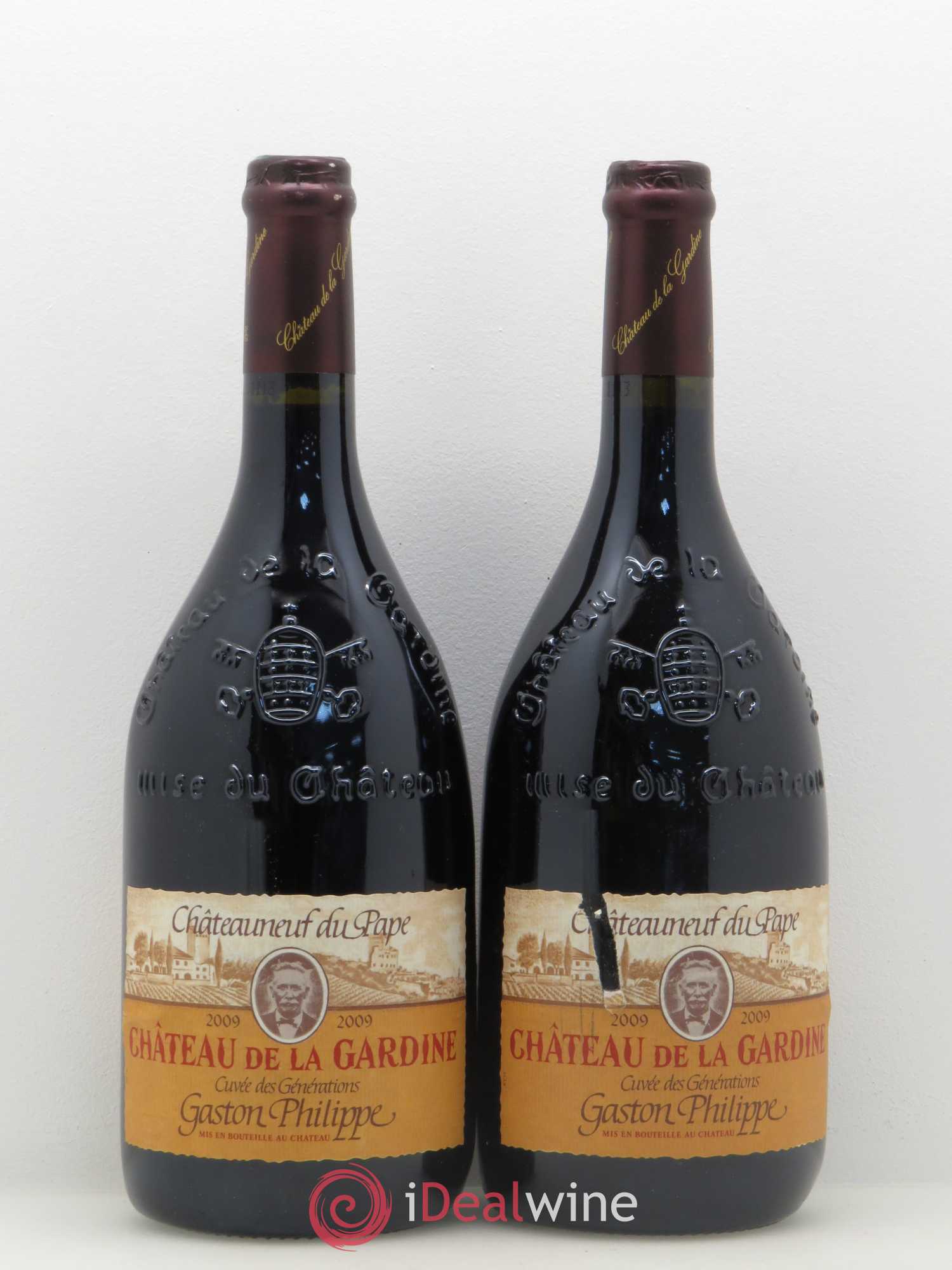 Châteauneuf-du-Pape Château de La Gardine Cuvée des Générations Gaston Philippe Famille Brunel 2009 - Lot de 2 bouteilles - 0