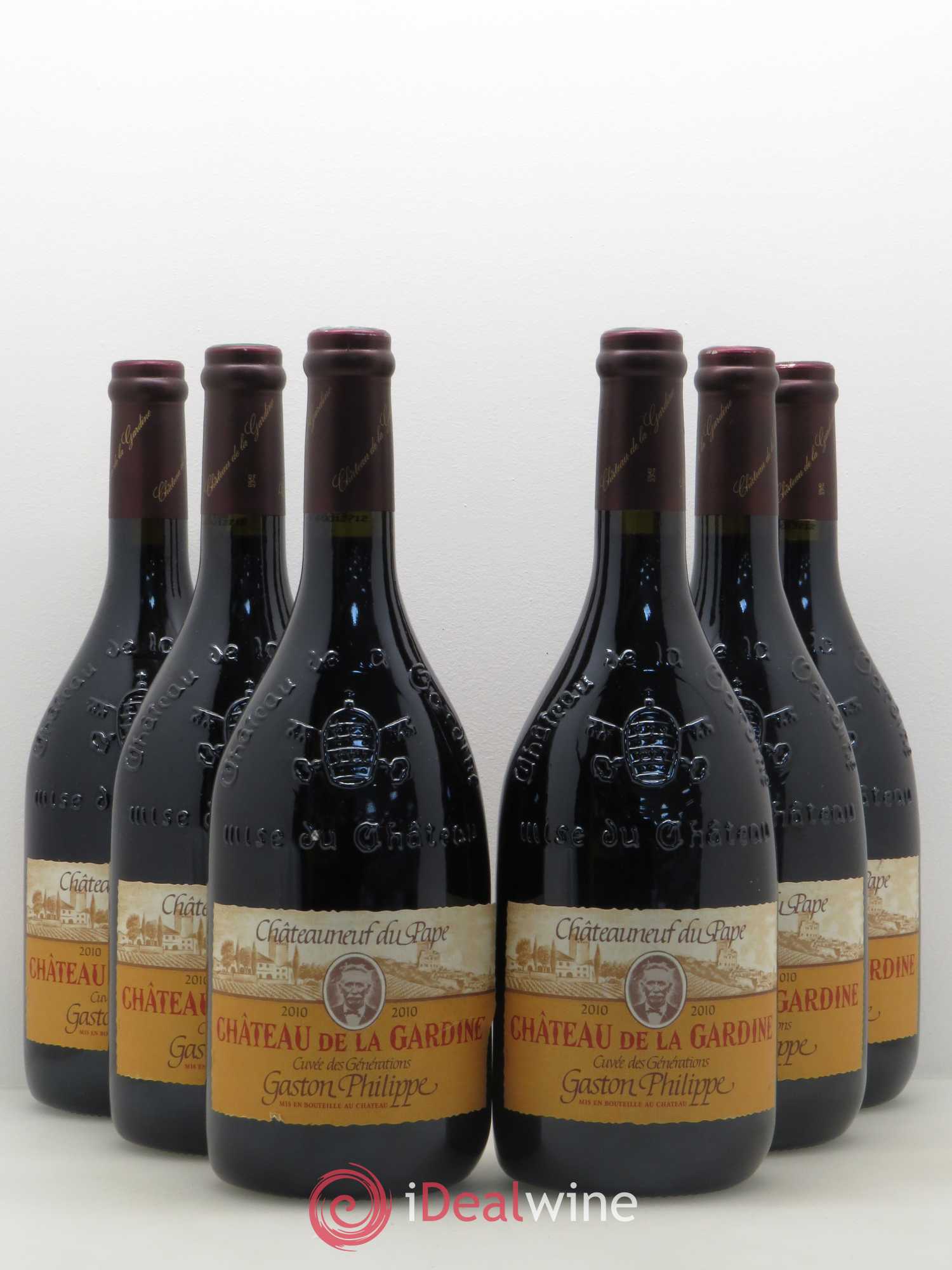Châteauneuf-du-Pape Château de La Gardine Cuvée des Générations Gaston Philippe Famille Brunel 2010 - Lot de 6 bouteilles - 0