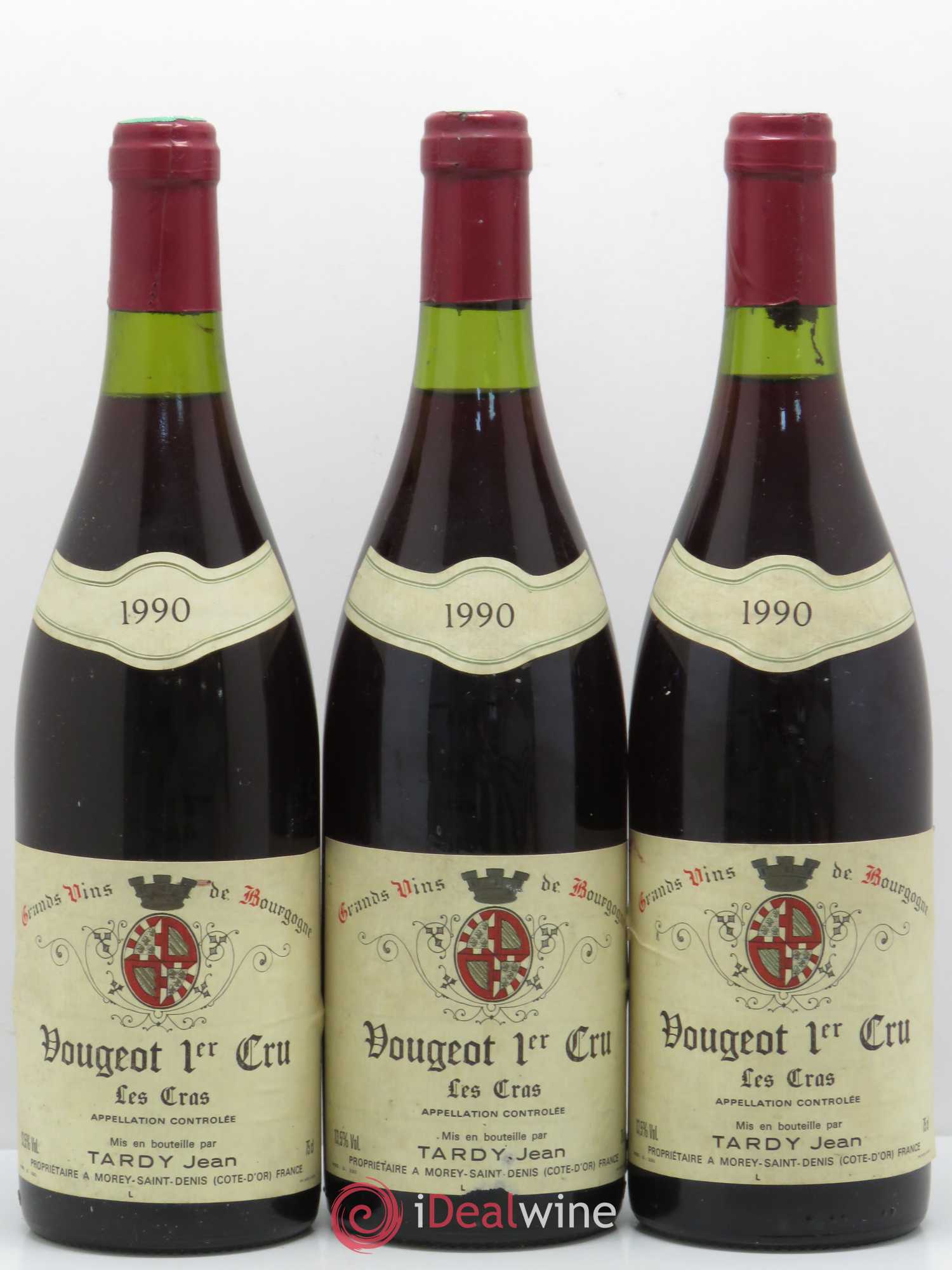 Vougeot 1er Cru Les Cras Domaine Jean Tardy 1990 - Posten von 3 Flaschen - 0