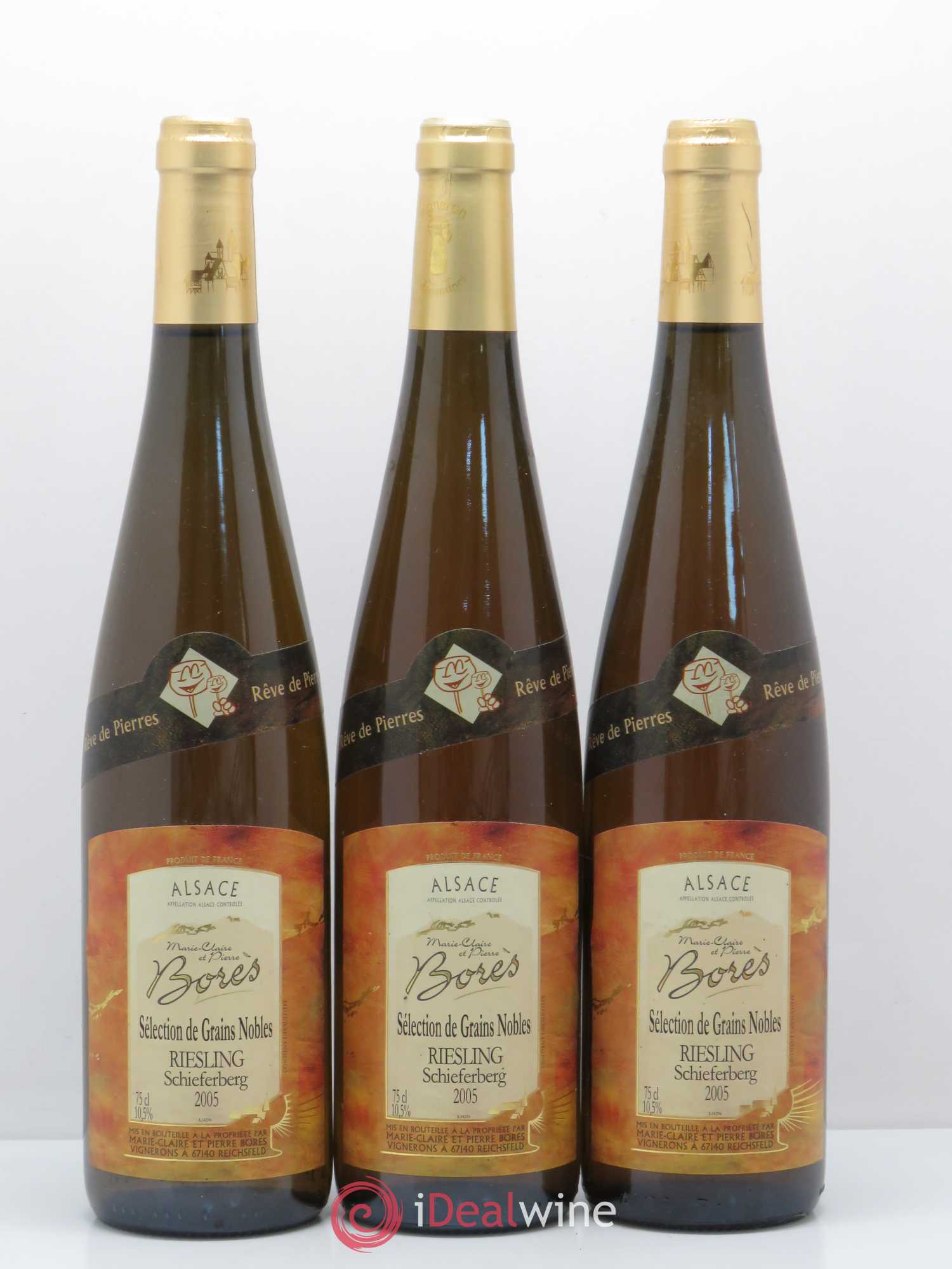 Riesling Sélection de Grains Nobles Schieferberg Domaine Bores 2005 - Posten von 3 Flaschen - 0