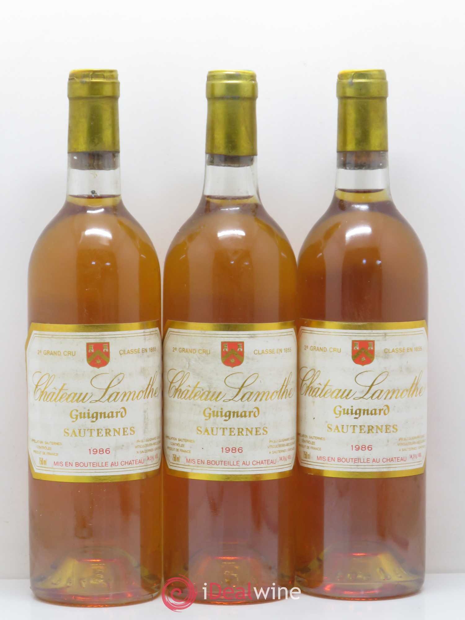 Château Lamothe Guignard 2ème Grand Cru Classé 1986 - Lotto di 3 bottiglie - 0