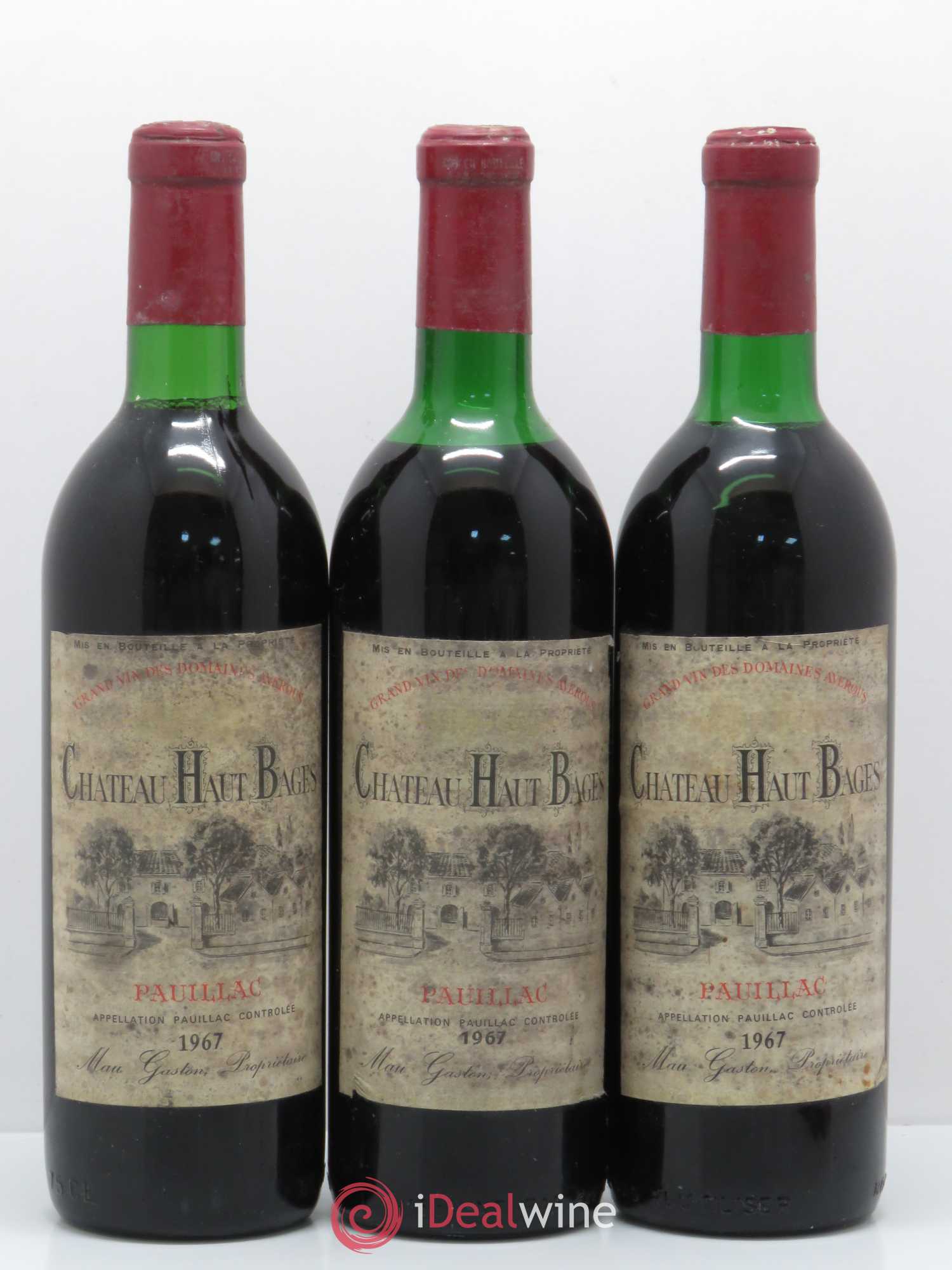 Château Haut Bages Libéral 5ème Grand Cru Classé 1967 - Lot de 3 bouteilles - 0