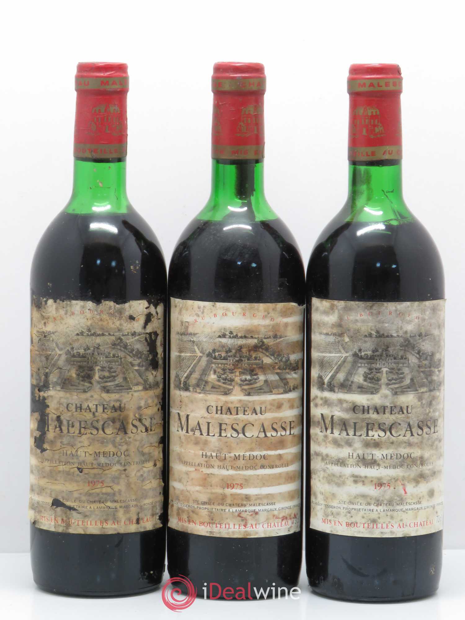 Château Malescasse Cru Bourgeois Exceptionnel 1975 - Lot de 3 bouteilles - 0