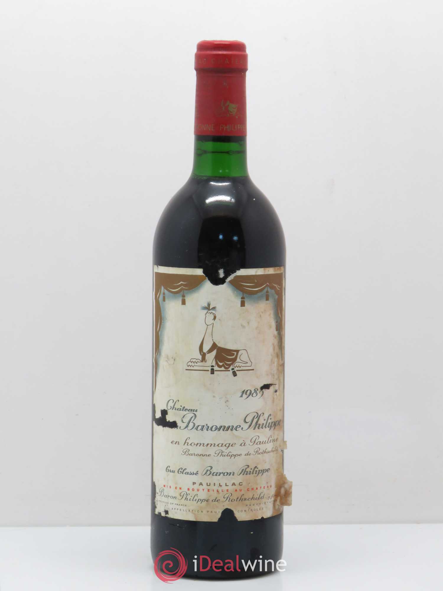 Château d' Armailhac - Mouton Baron(ne) Philippe 5ème Grand Cru Classé 1985 - Lot de 1 bouteille - 0