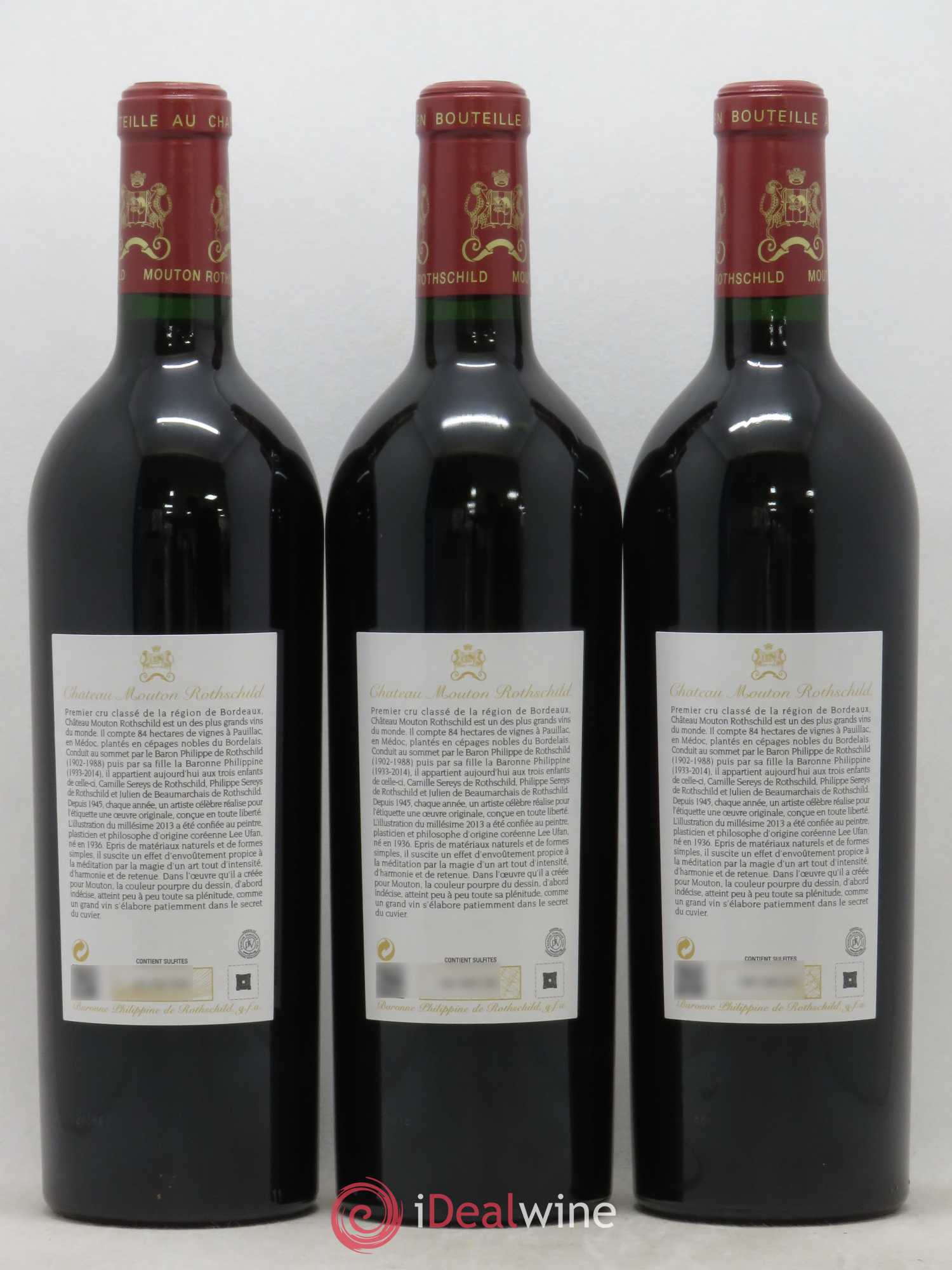 Château Mouton Rothschild 1er Grand Cru Classé 2013 - Lot de 3 bouteilles - 1